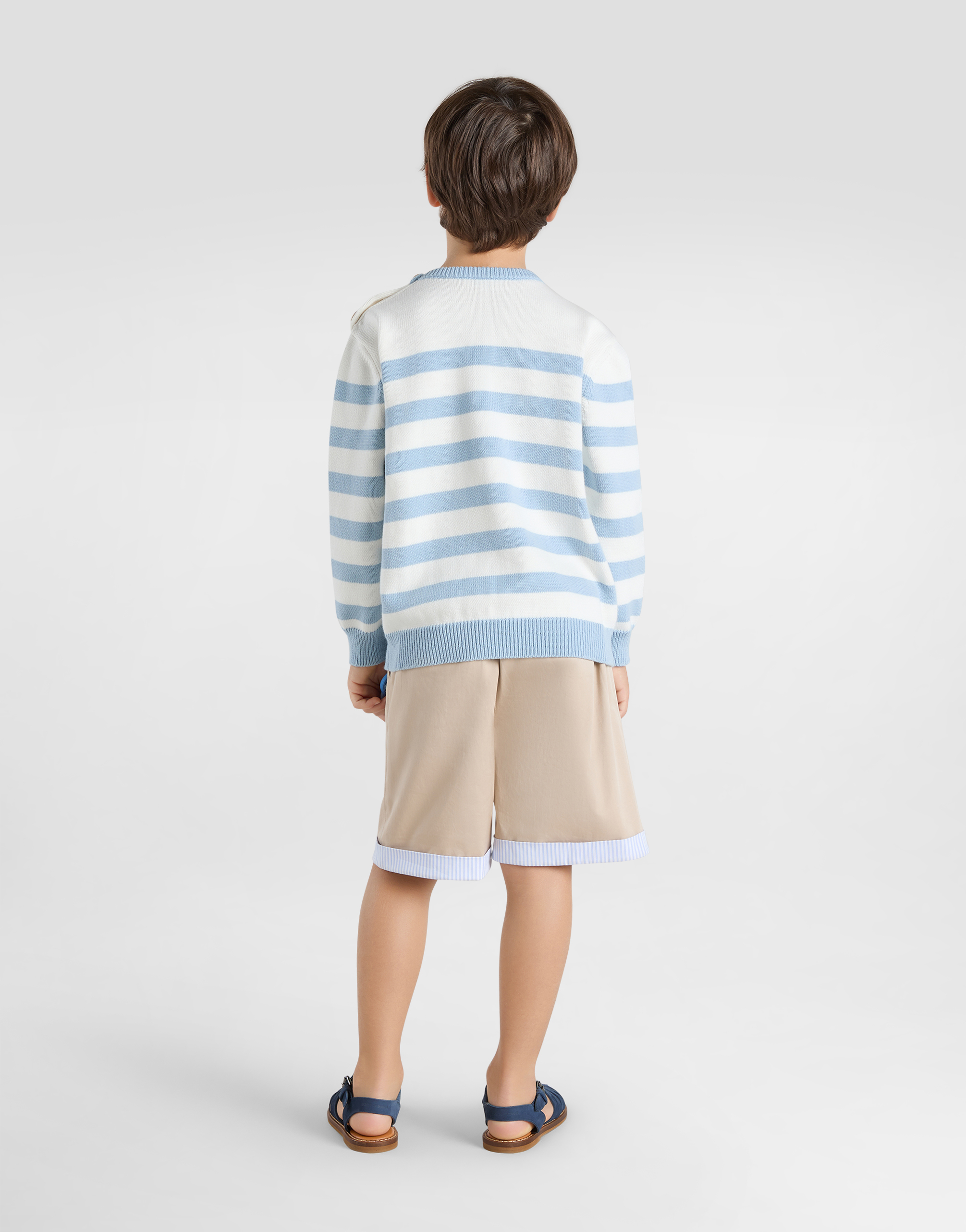 Striped plain-knit pullover with Dolce&Gabbana logo