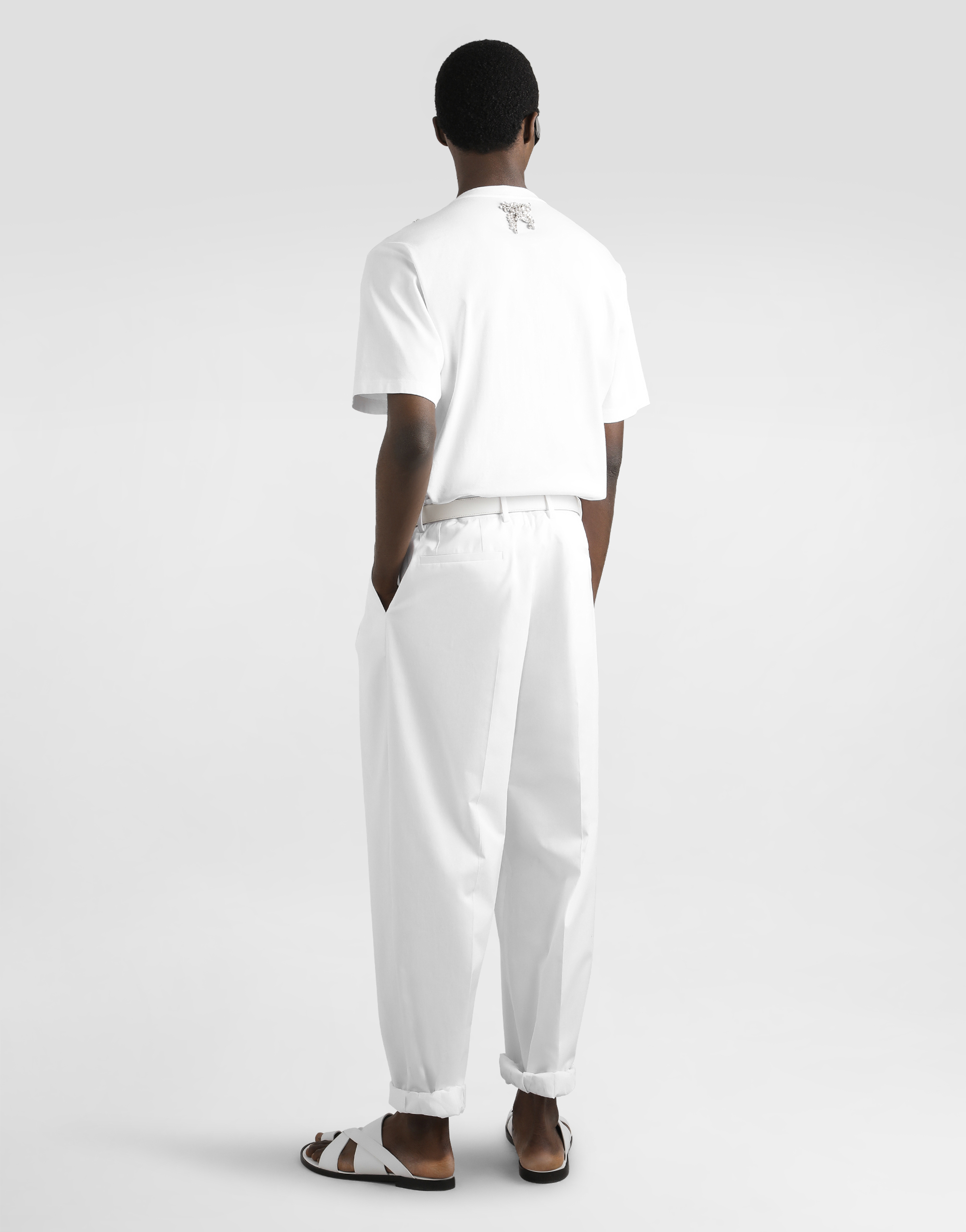 Dolce & Gabbana Cotton T-shirt With Embroidery And Brooch In White