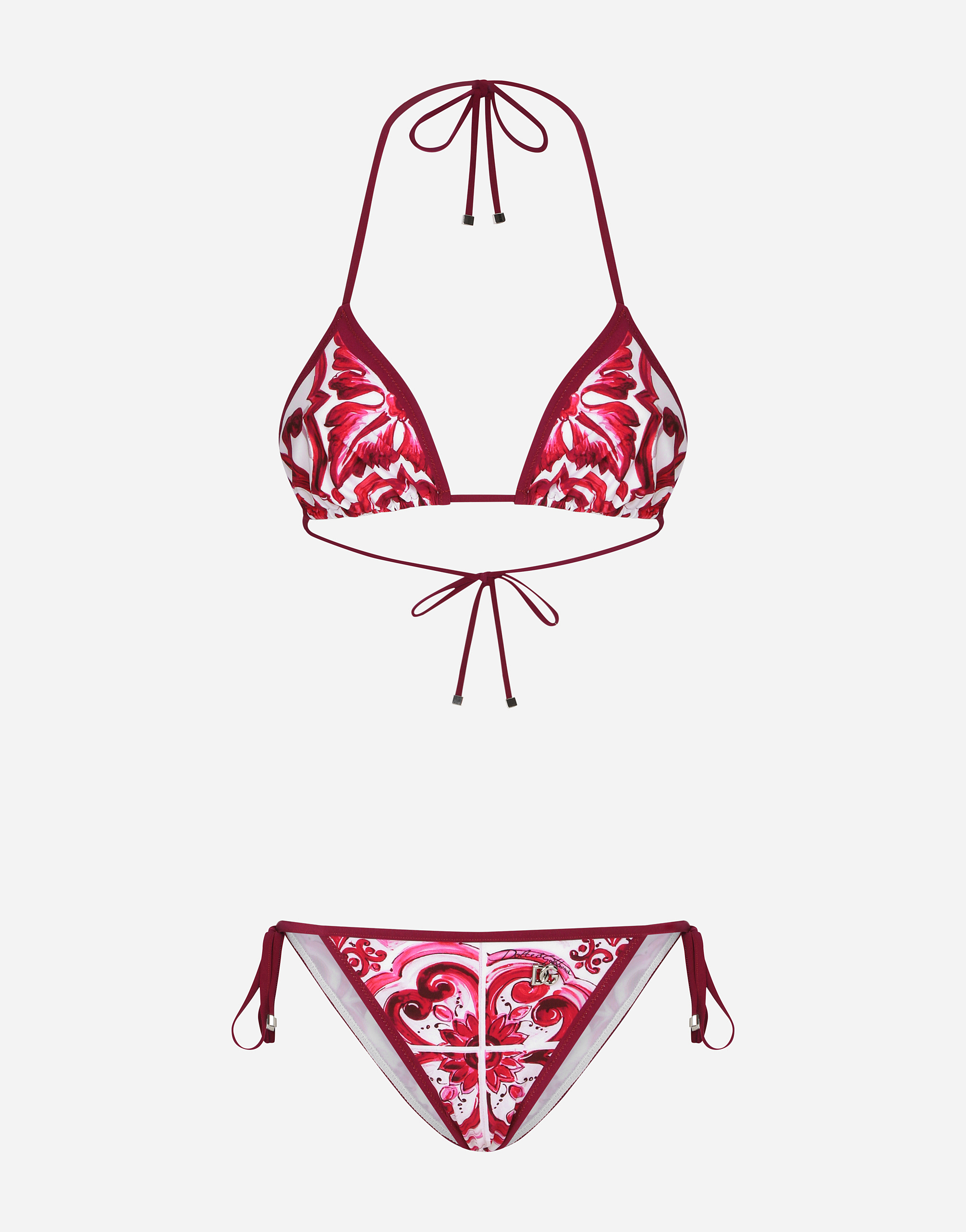 DOLCE & GABBANA MAJOLICA PRINT TRIANGLE BIKINI