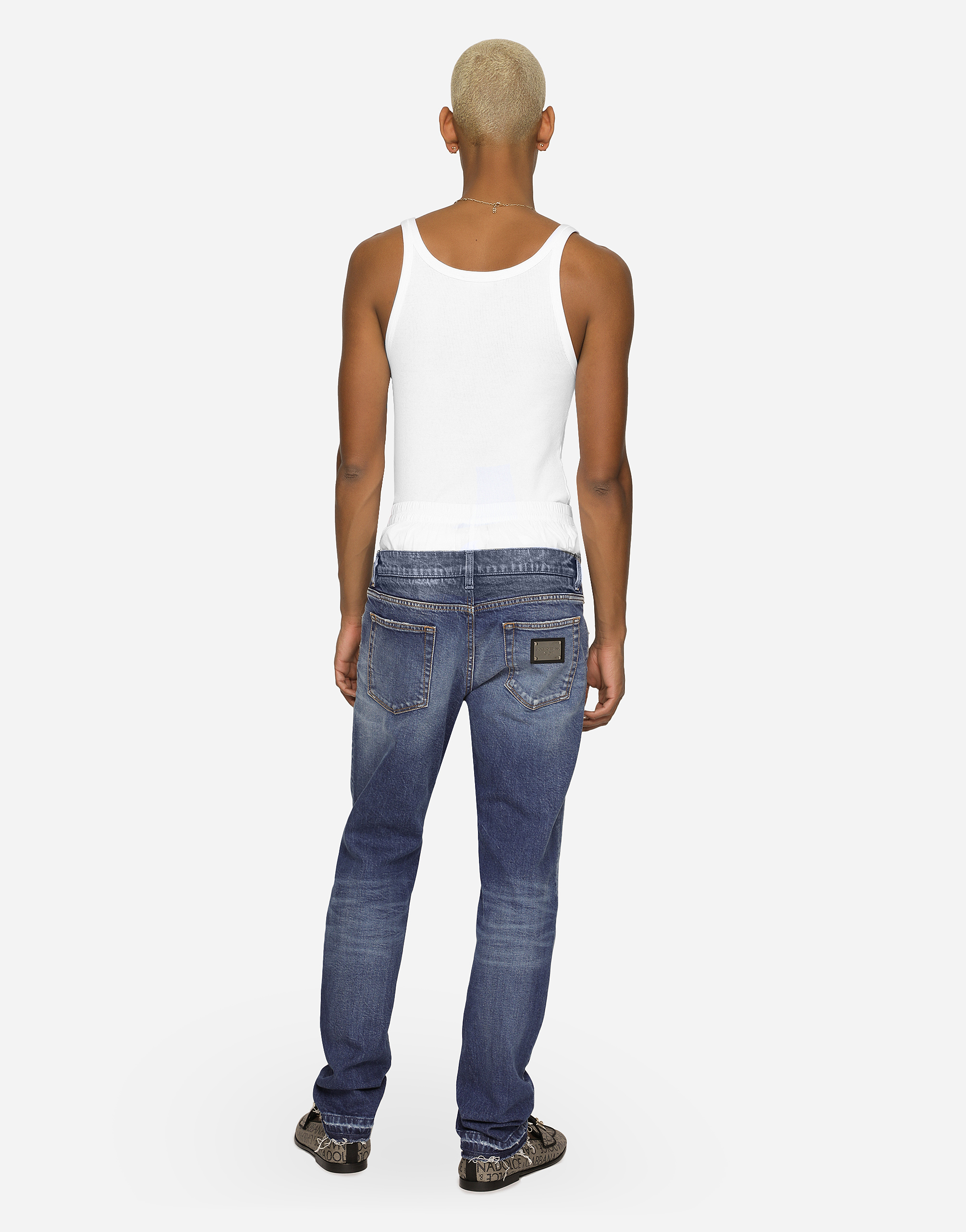 Dolce & Gabbana Washed Slim Fit Stretch Denim Jeans In Multicolor