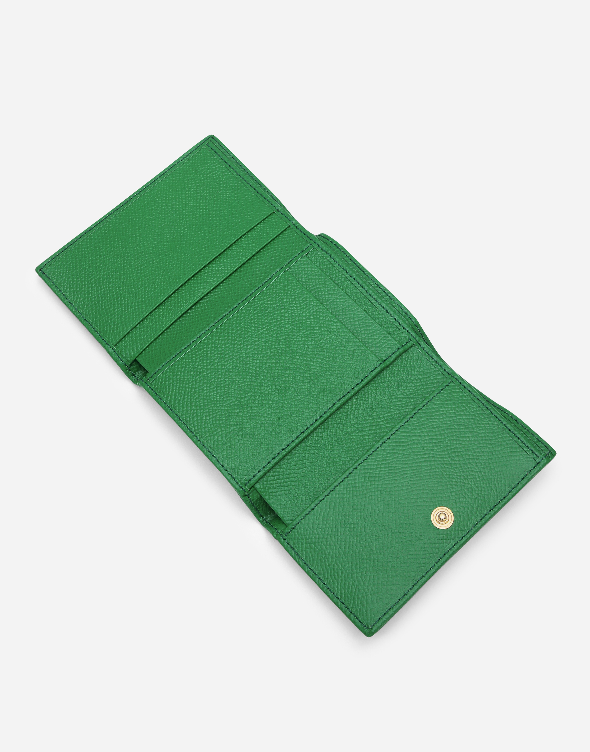 Shop Dolce & Gabbana Dauphine Calfskin Wallet With Branded Tag In Green