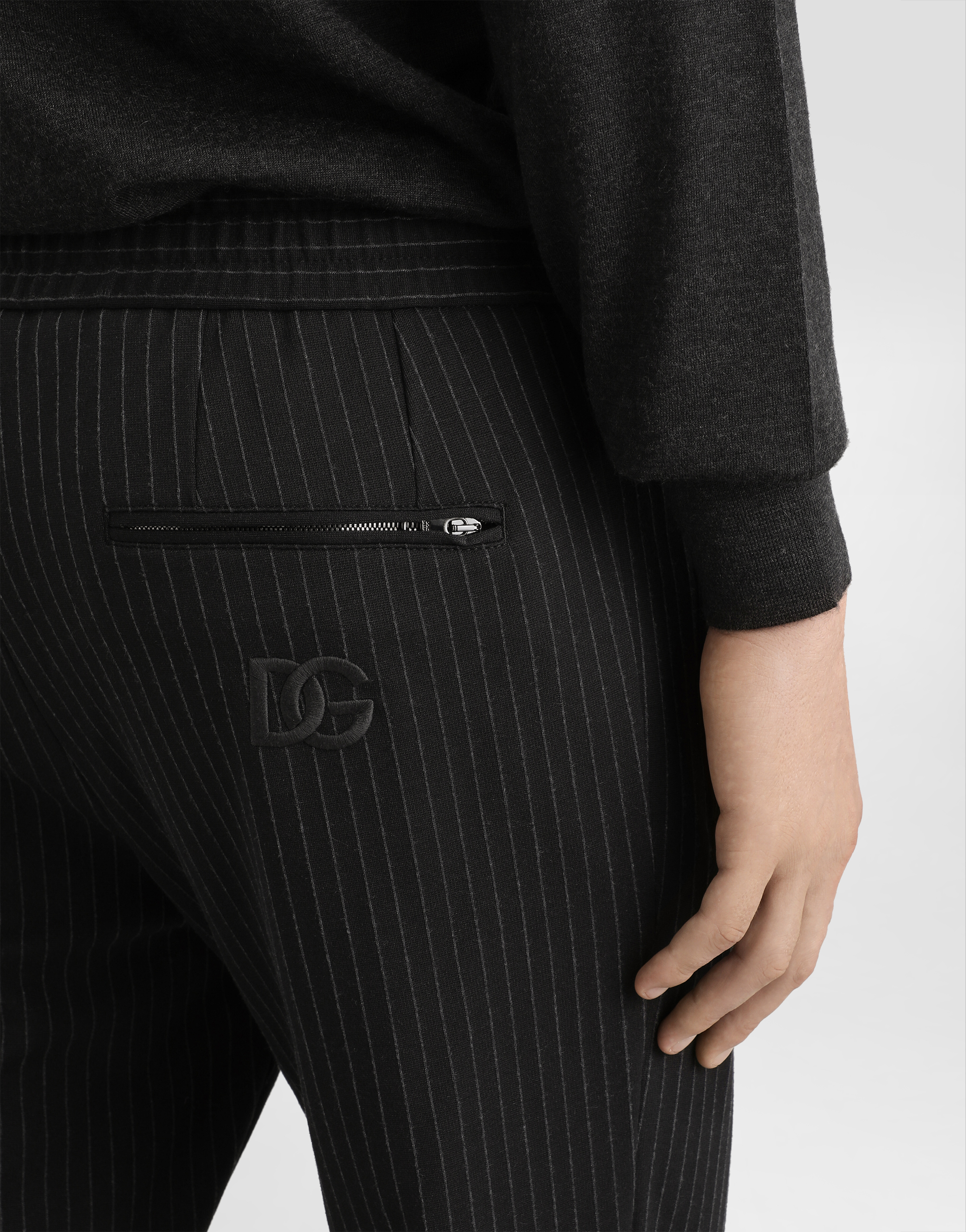 Pinstripe jersey jogging pants with DG patch
