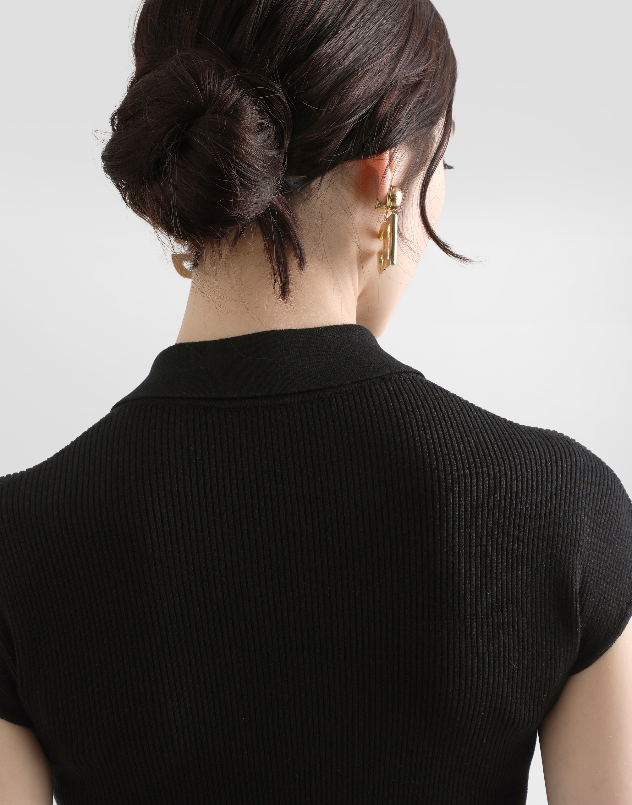Dolce & Gabbana Ribbed Knit Polo T-shirt In Black