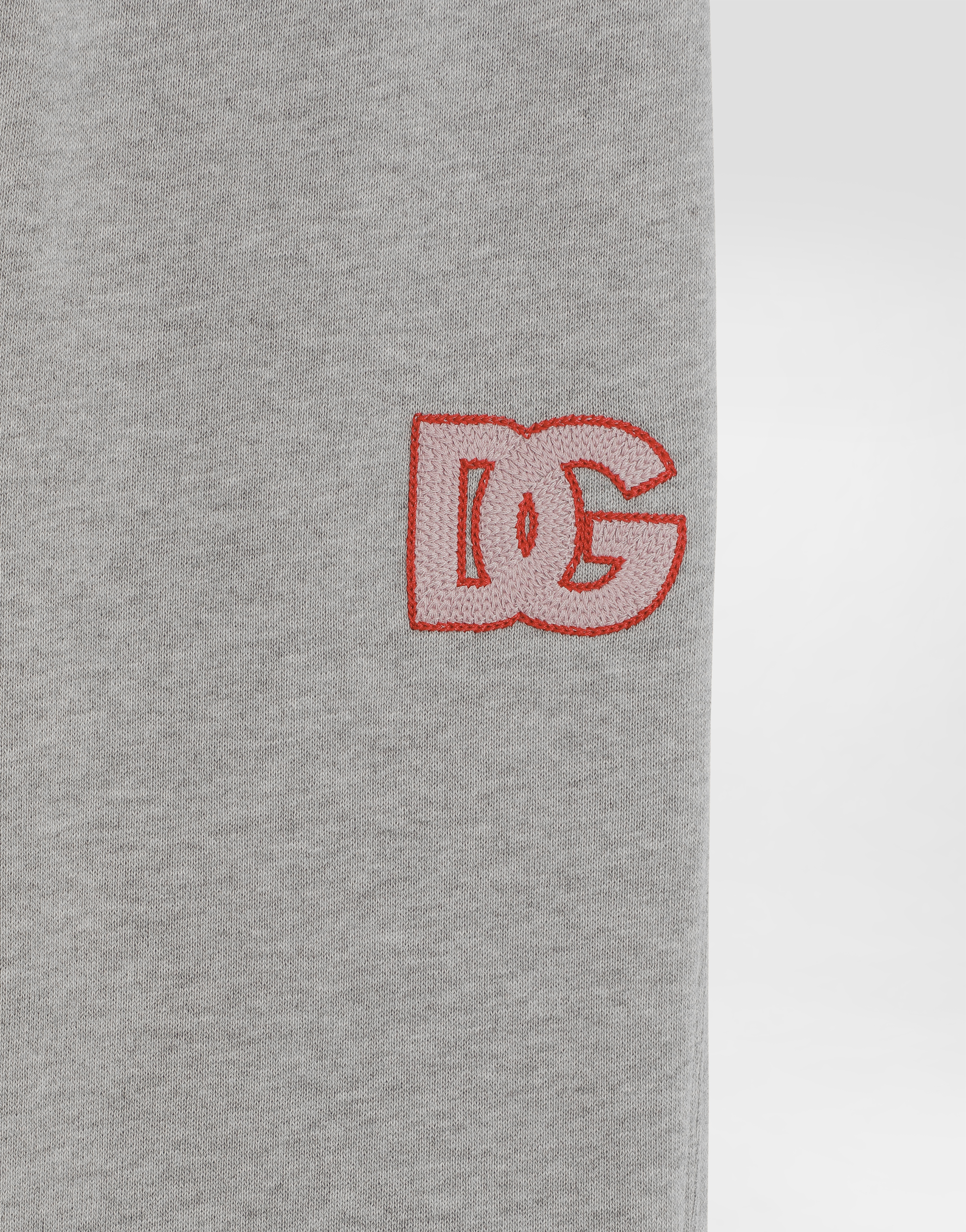 Dolce & Gabbana Oversized Fleece Trousers With Dg Embroidery In Gray
