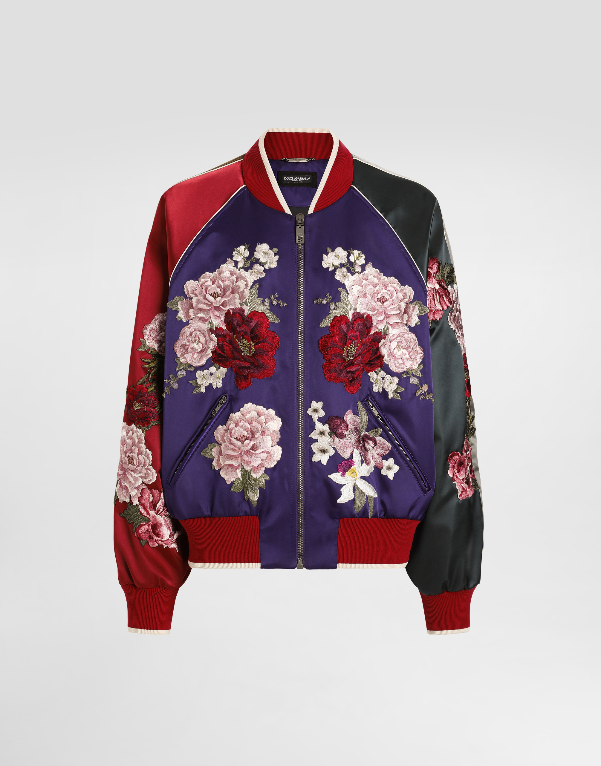 Dolce & Gabbana Satin Jacket With Patch - Man Coats And Jackets Multi-colored