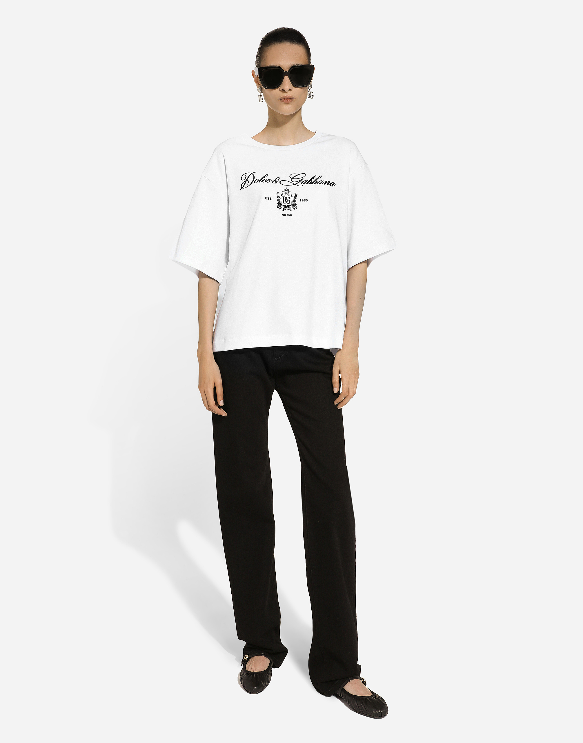 Dolce & Gabbana Monogram Embroidered Crewneck T-shirt In White