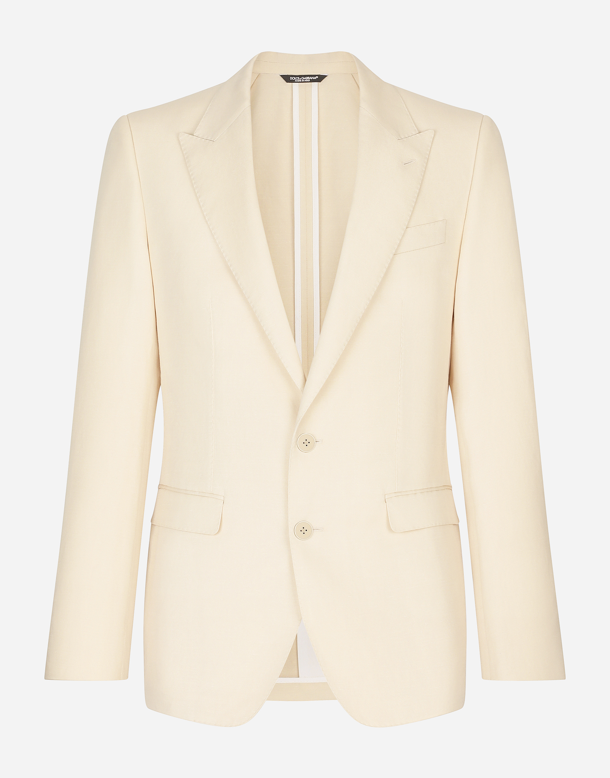 Dolce & Gabbana Single-breasted Taormina Jacket In Linen, Cotton And Silk In White