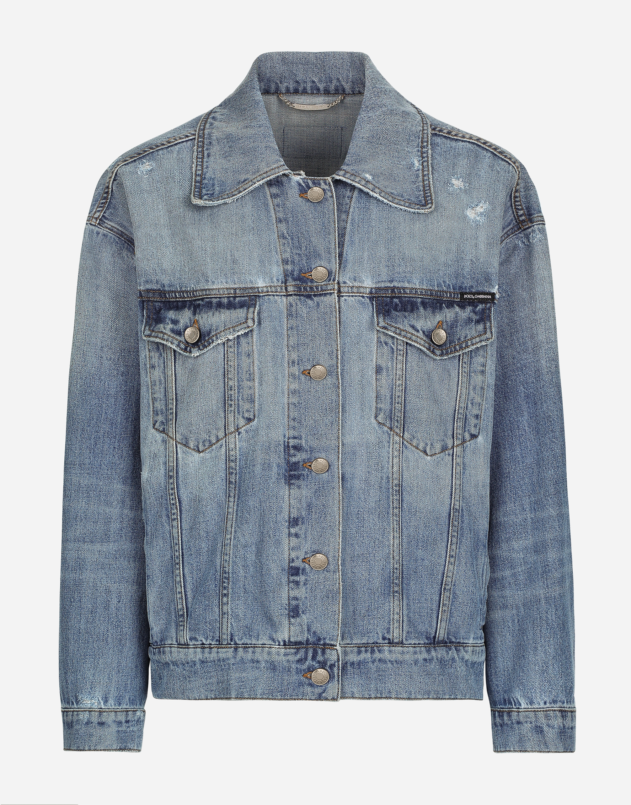 Dolce & Gabbana Denim Jacket With Branded Plate - Woman Denim And Jeans Multi-colored
