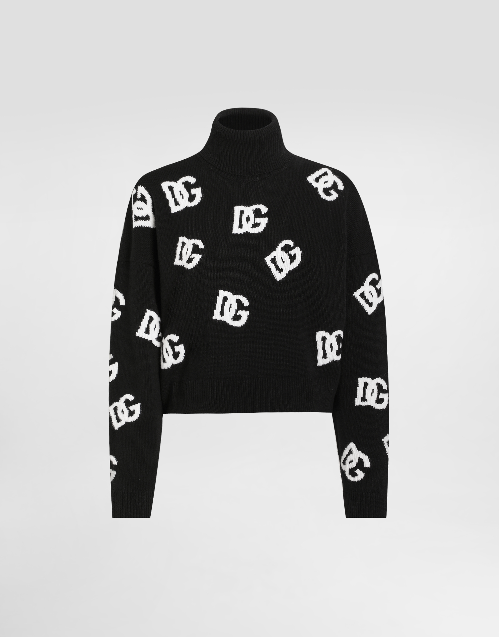 Cropped wool sweater with DG logo inlay in Print for Women