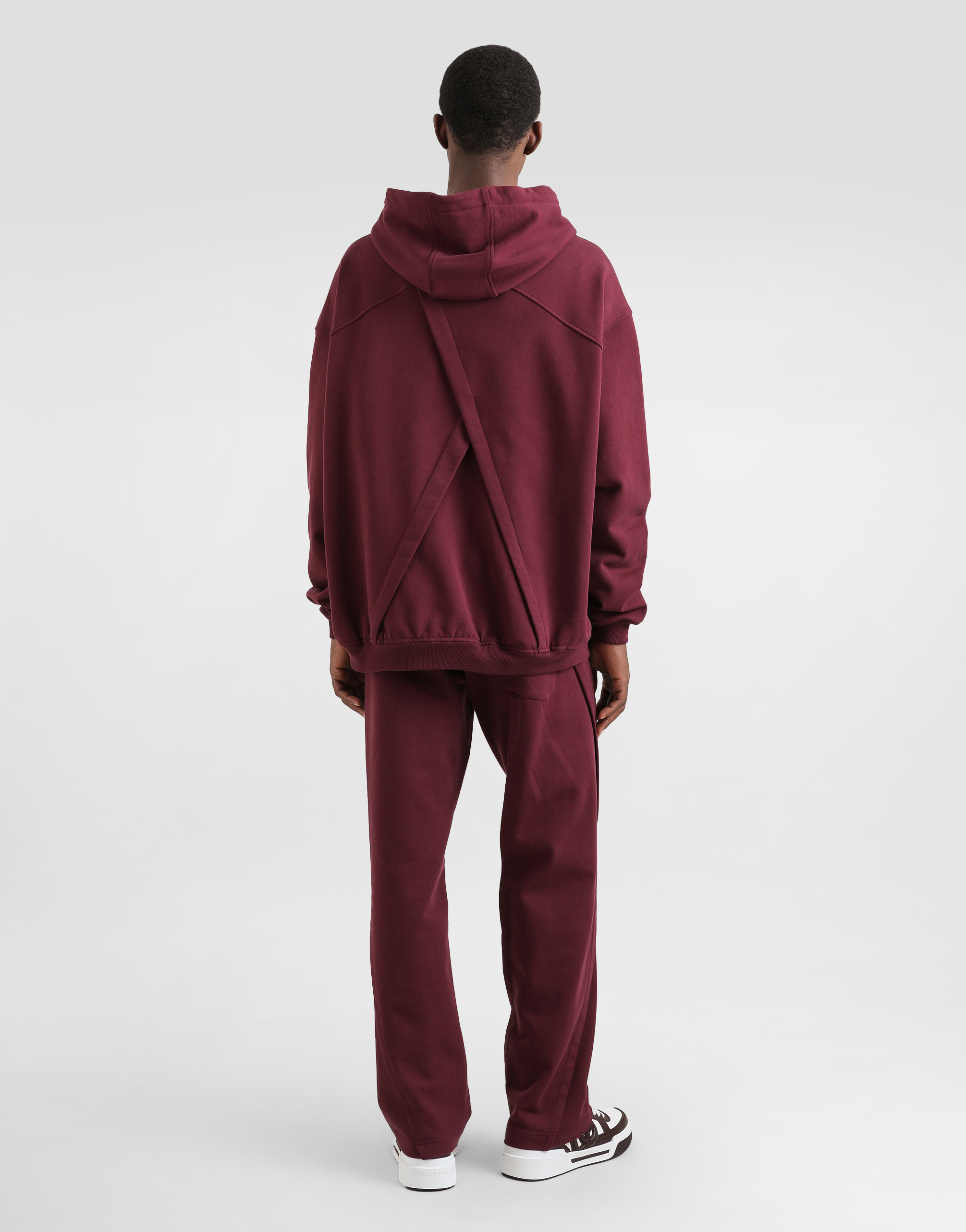 Dolce & Gabbana Sweat-shirt En Coton Avec Capuche Et Logo In Bordeaux