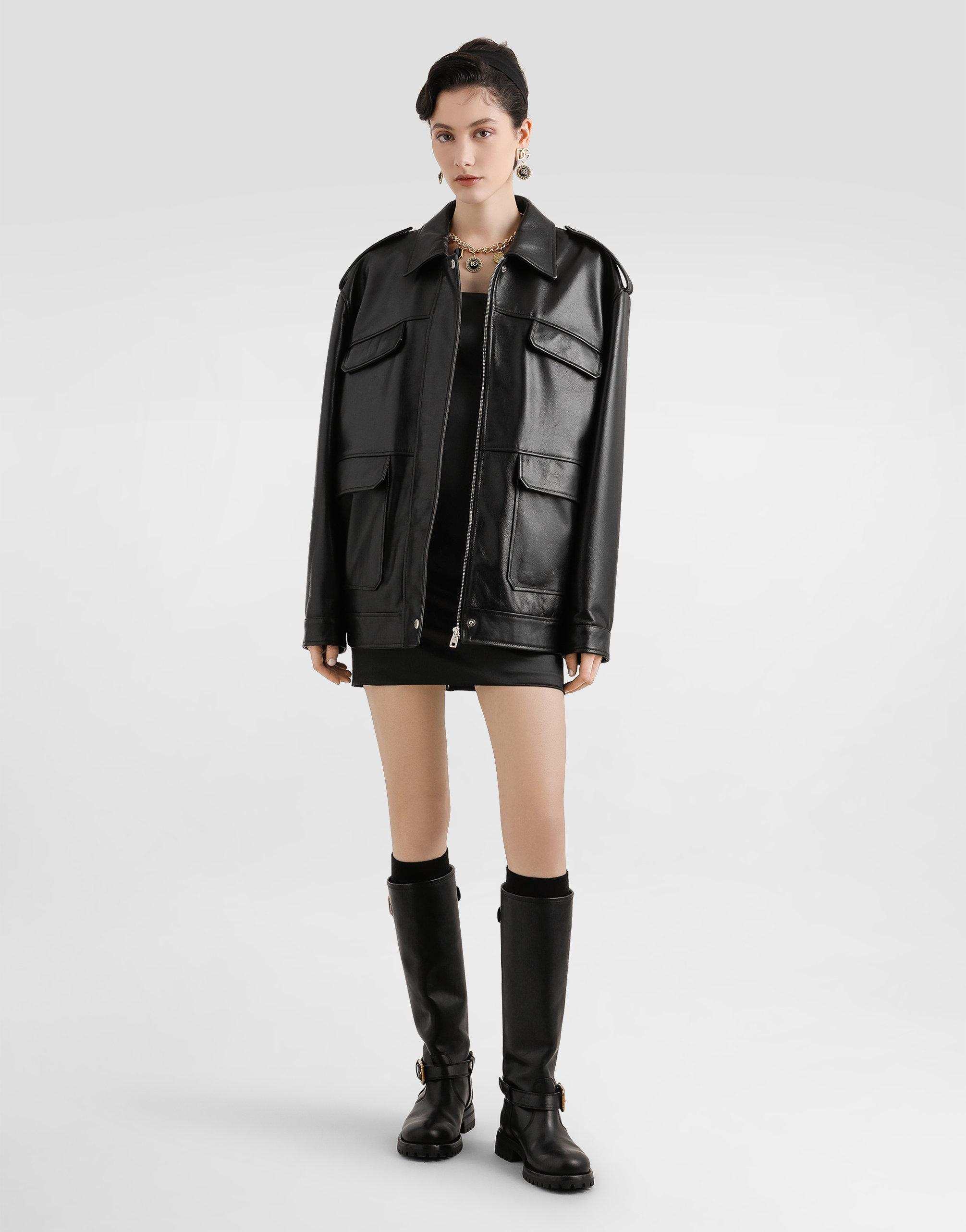 Dolce & Gabbana Satin Mini Dress In Black
