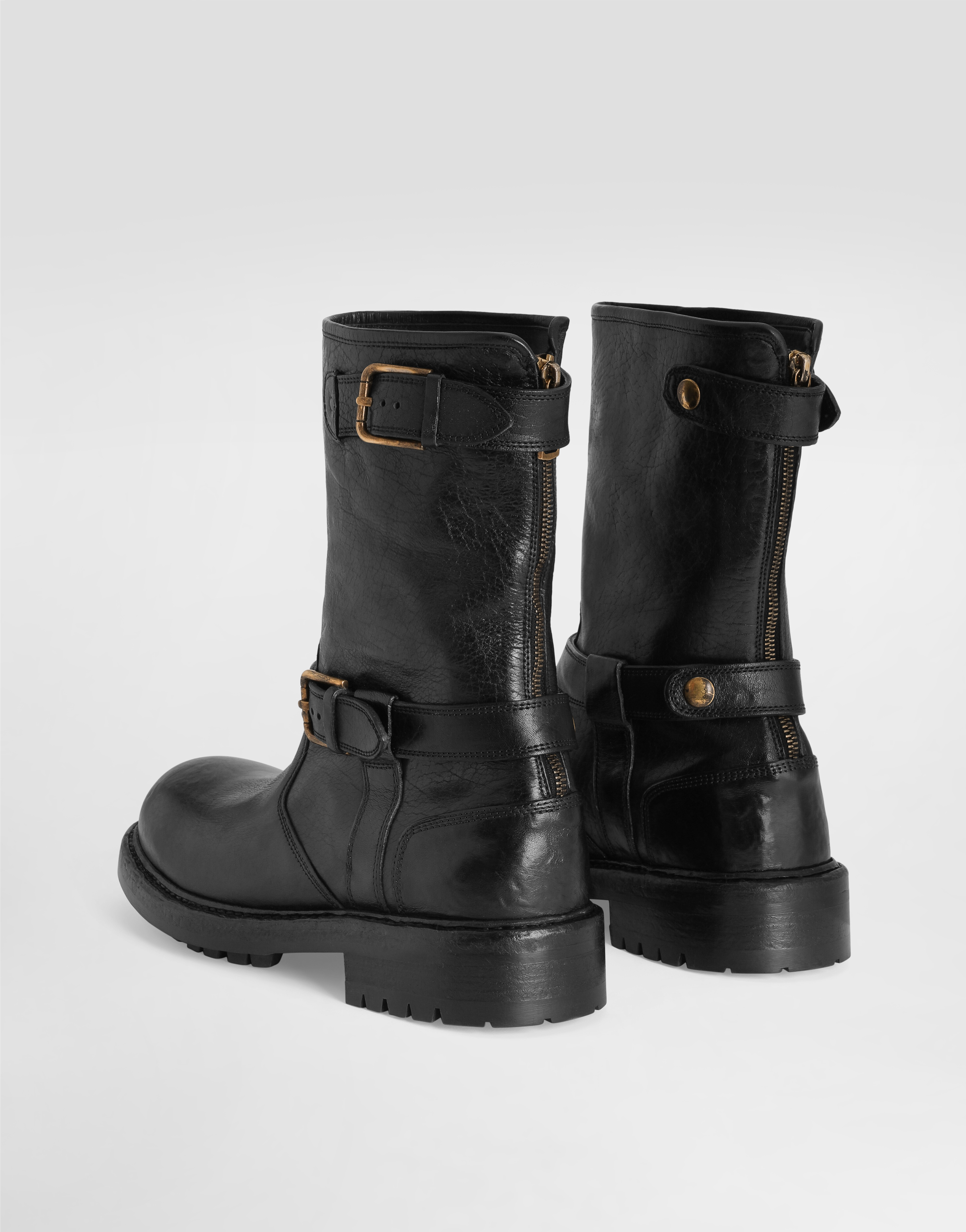 Dolce & Gabbana Bernini Leather Boots In Black