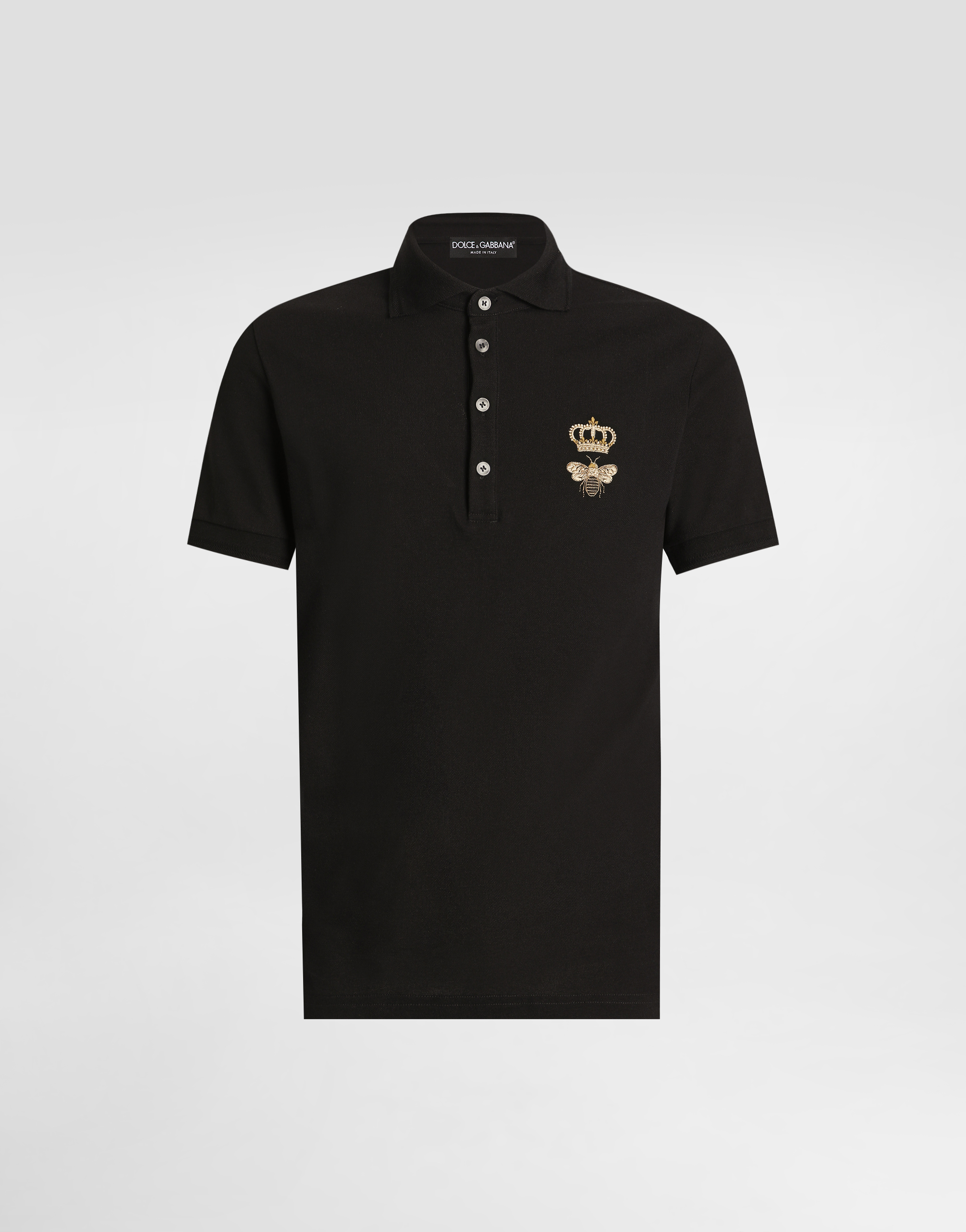 Dolce & Gabbana ロゴポロシャツ　48サイズ Cotton piqué polo-shirt with embroidery in black for Men
