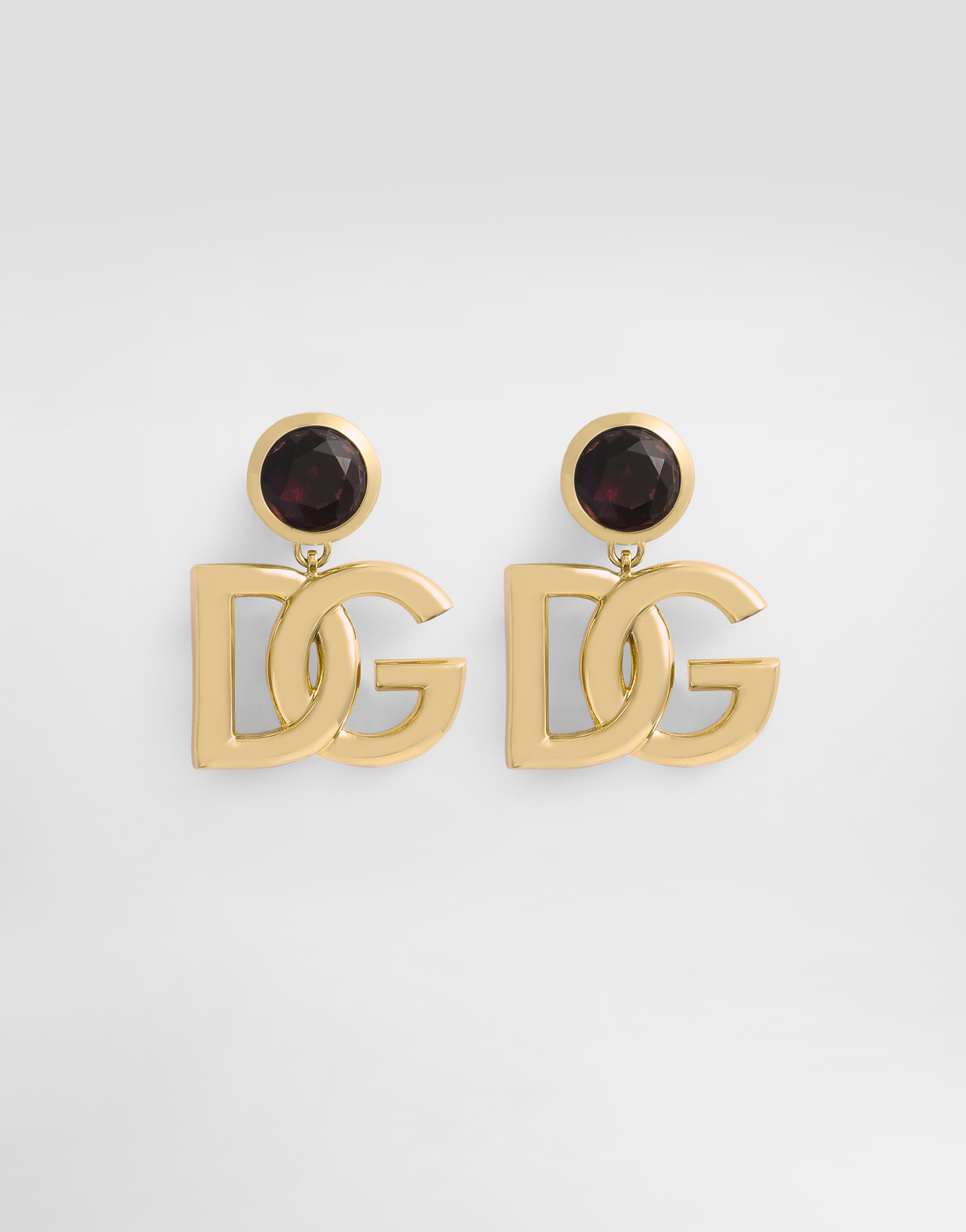 Dolce & Gabbana Logo Gemstone Accent Clip Earrings In Gold