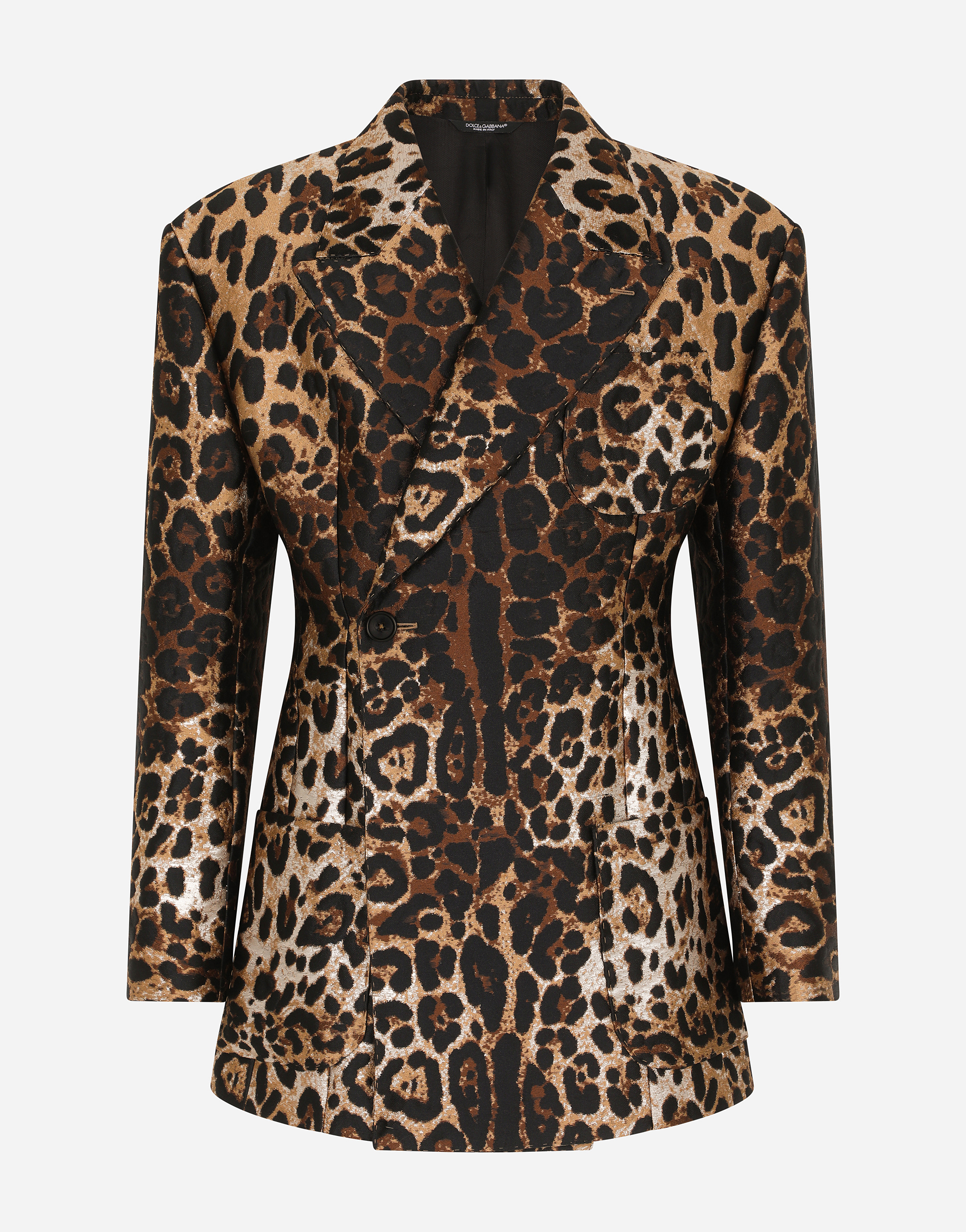 アニマリエプリントのメンズ Leopard-design jacquard jacket