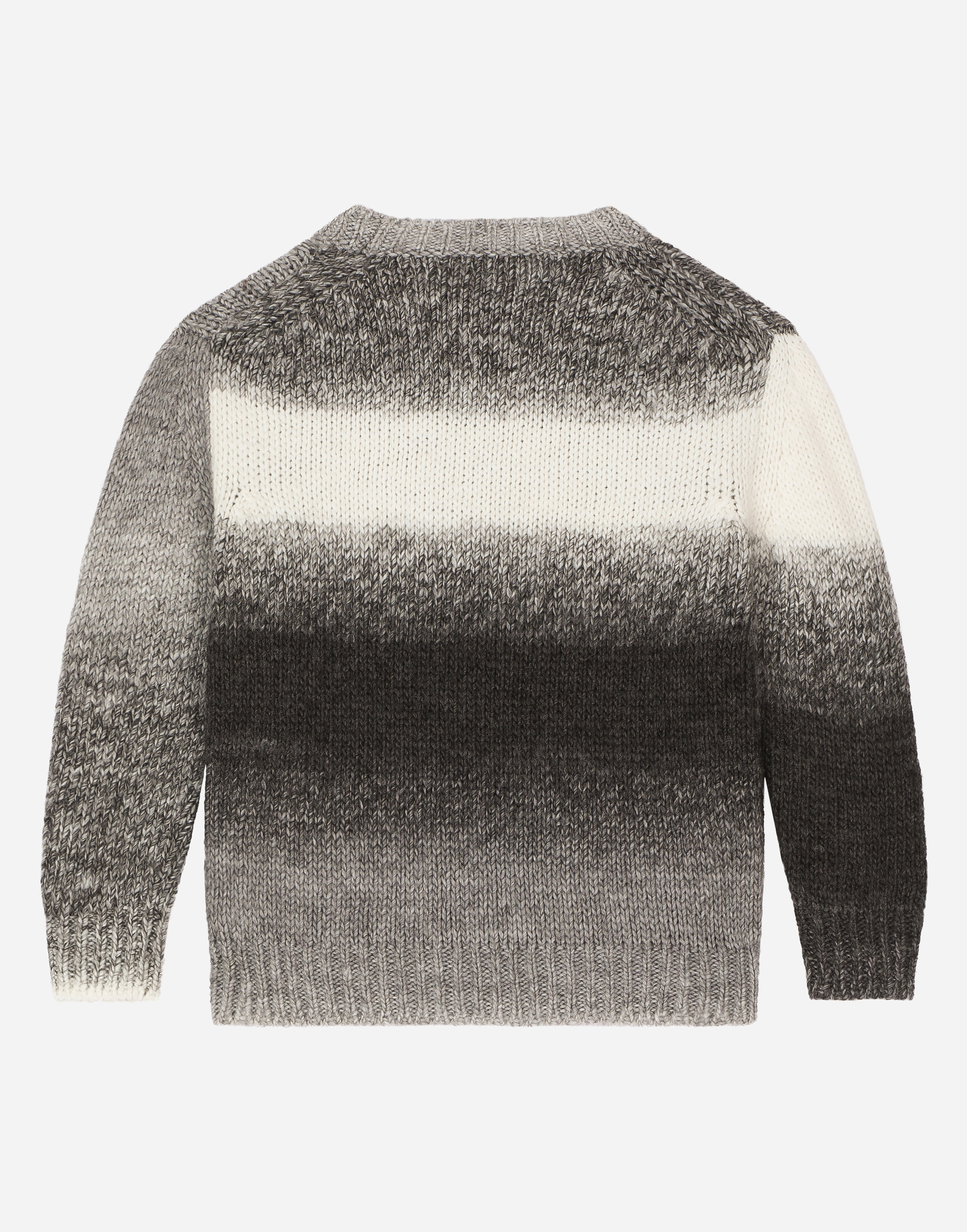 Shop Dolce & Gabbana Round-neck Ombré Knit Pullover With Logo Tag In Grey