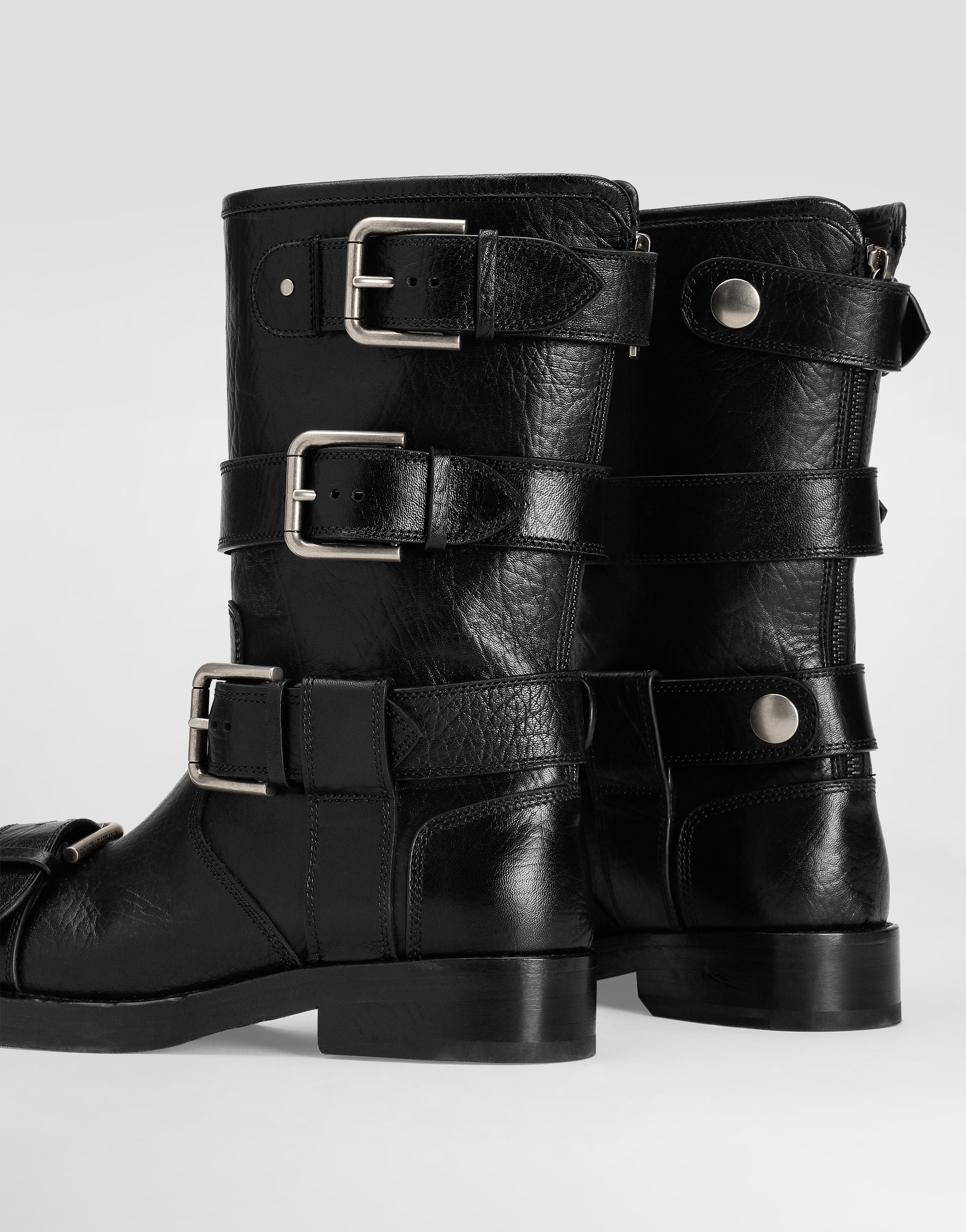Dolce & Gabbana Stylish Mid-calf Round Toe Chunky Heel Boots In Black