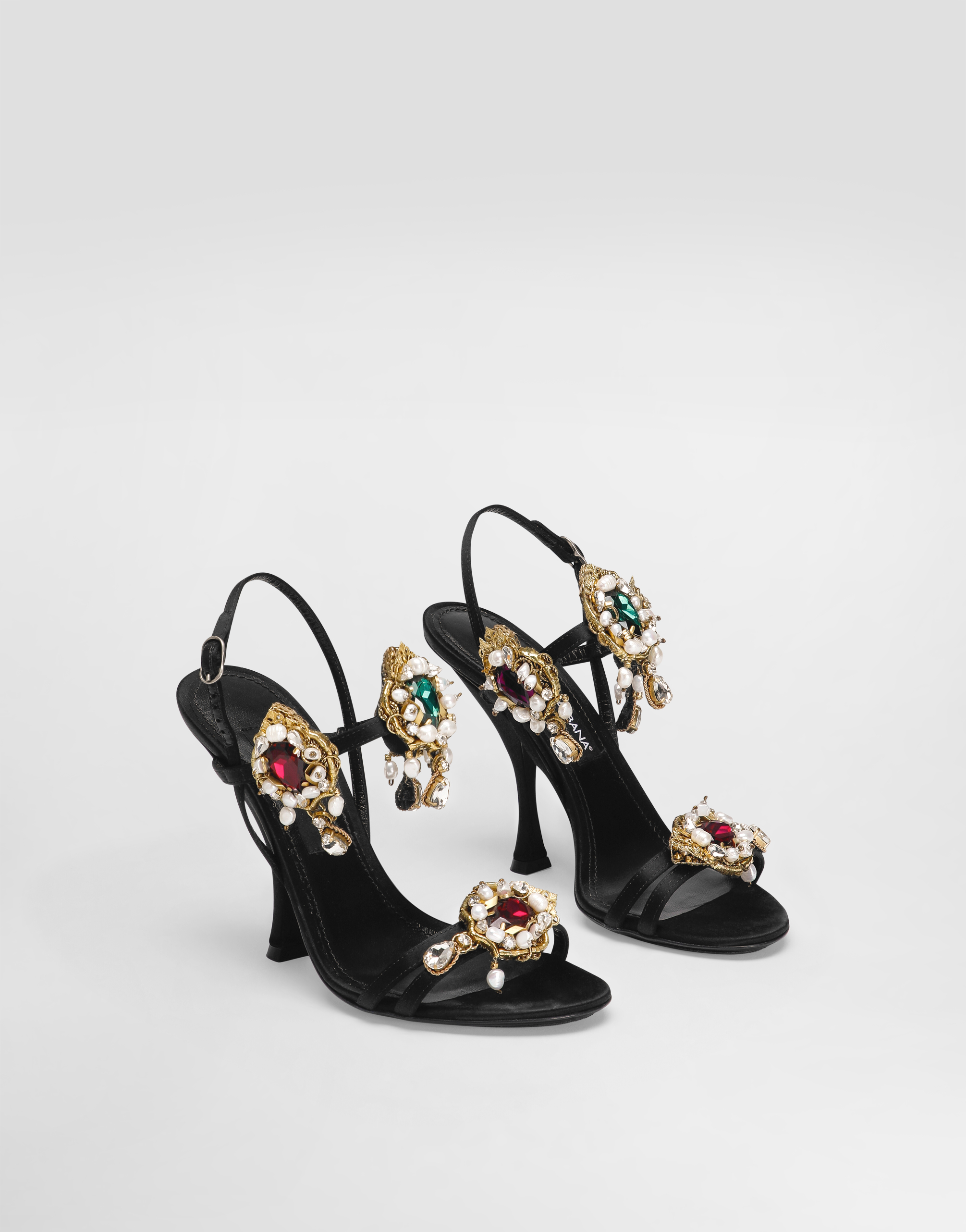 Dolce & Gabbana 105mm Embellished Stiletto Sandals In Animal Print