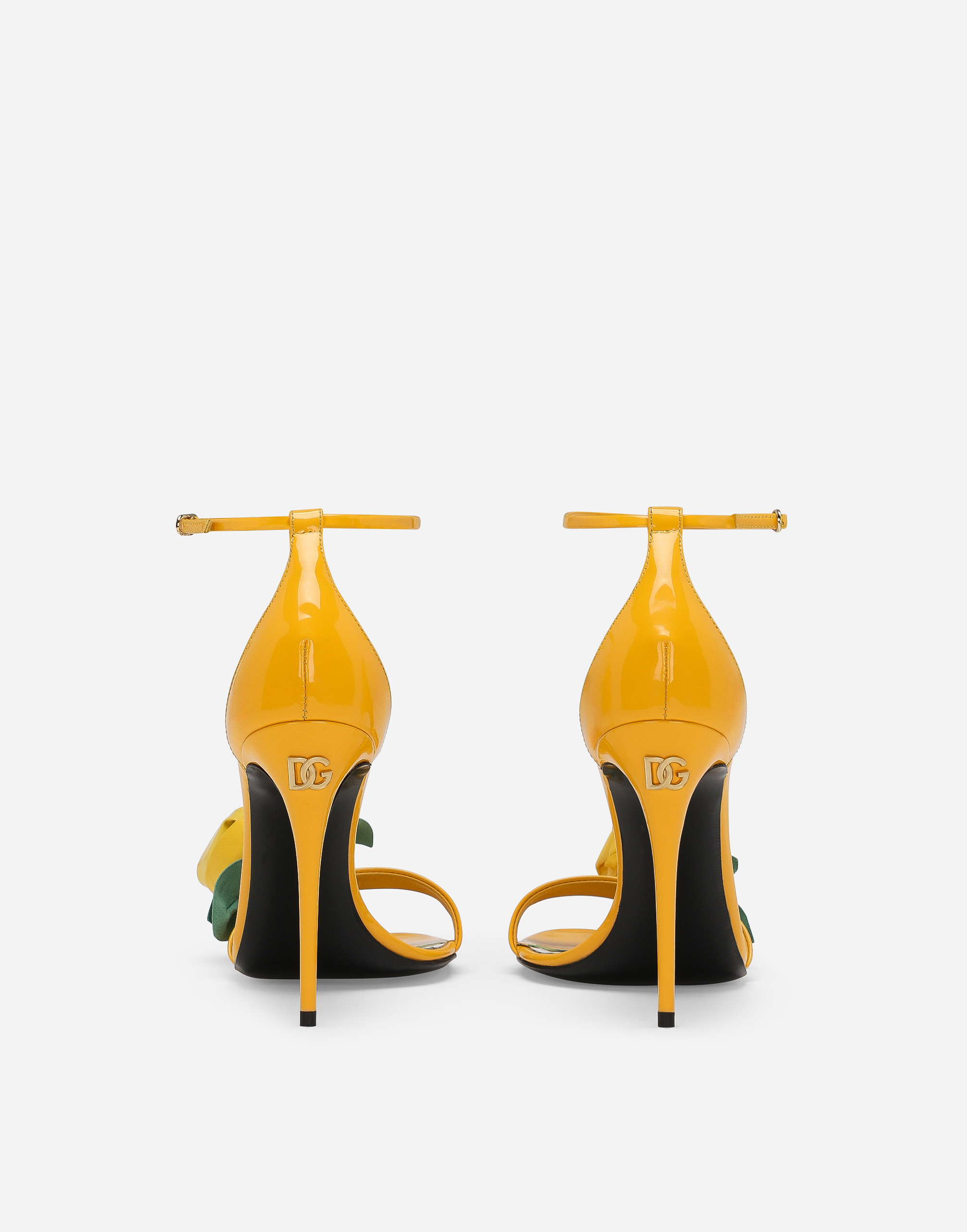 Shop Dolce & Gabbana Patent Leather Sandals In Yellow