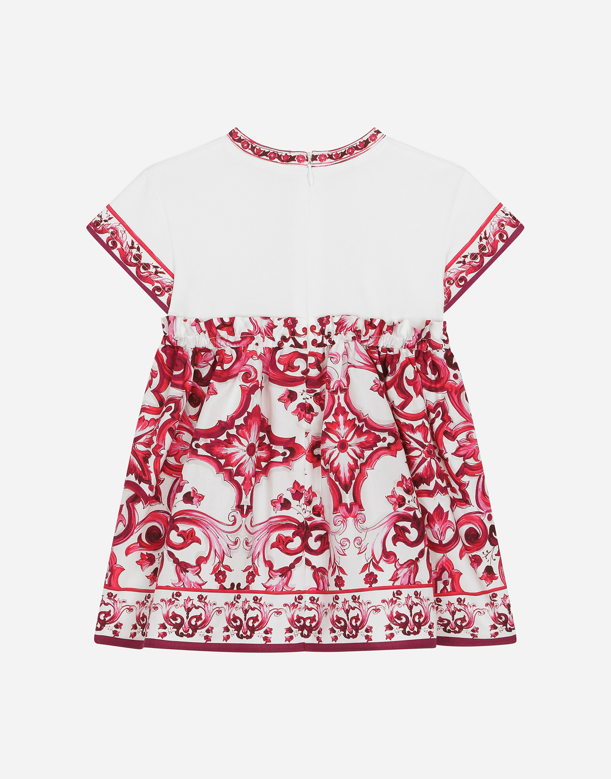 DOLCE & GABBANA MAJOLICA-PRINT POPLIN AND JERSEY DRESS