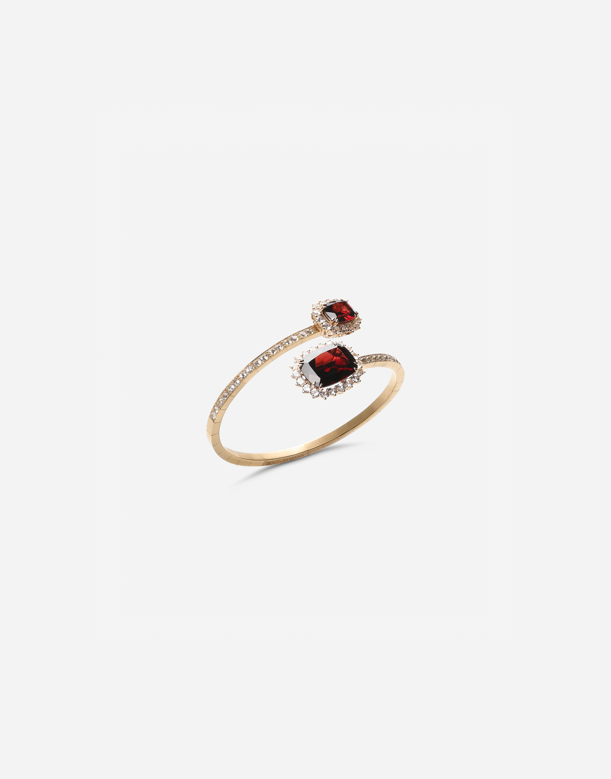 Shop Dolce & Gabbana Heritage Yellow Gold Bracelet With Rodolith Garnet And Colourless Sapphire