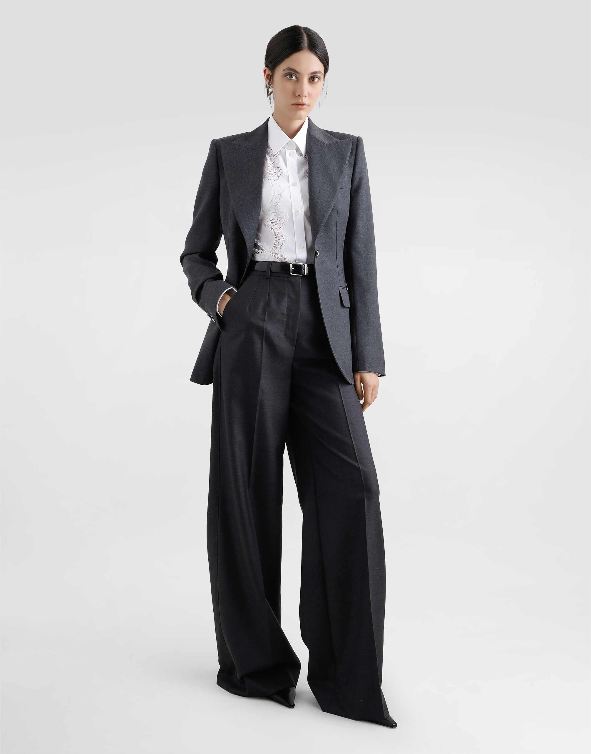 Dolce & Gabbana Cotton Poplin Shirt With Lace Inlay In White