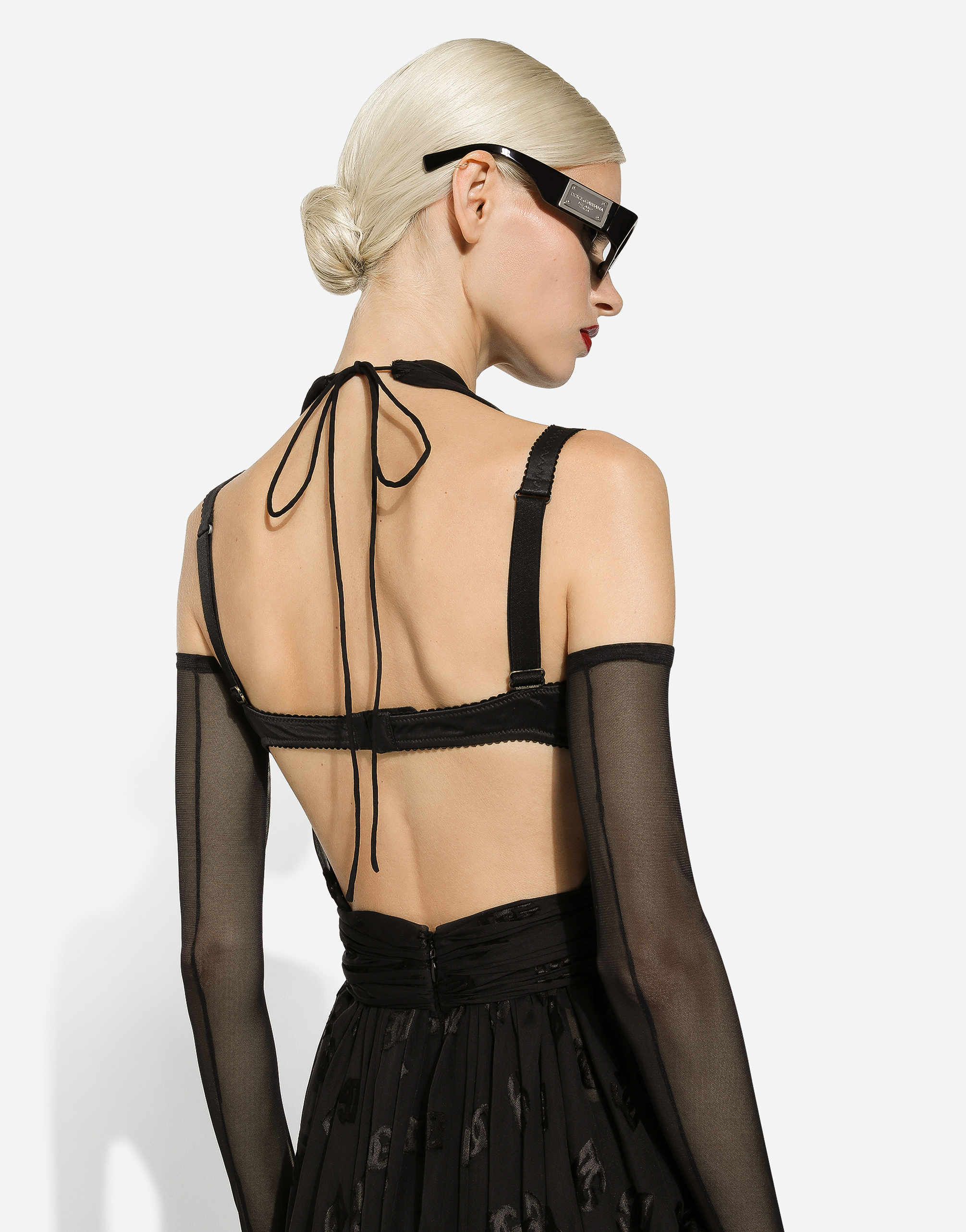 Dolce & Gabbana Dévoré Satin Calf-length Dress In Black