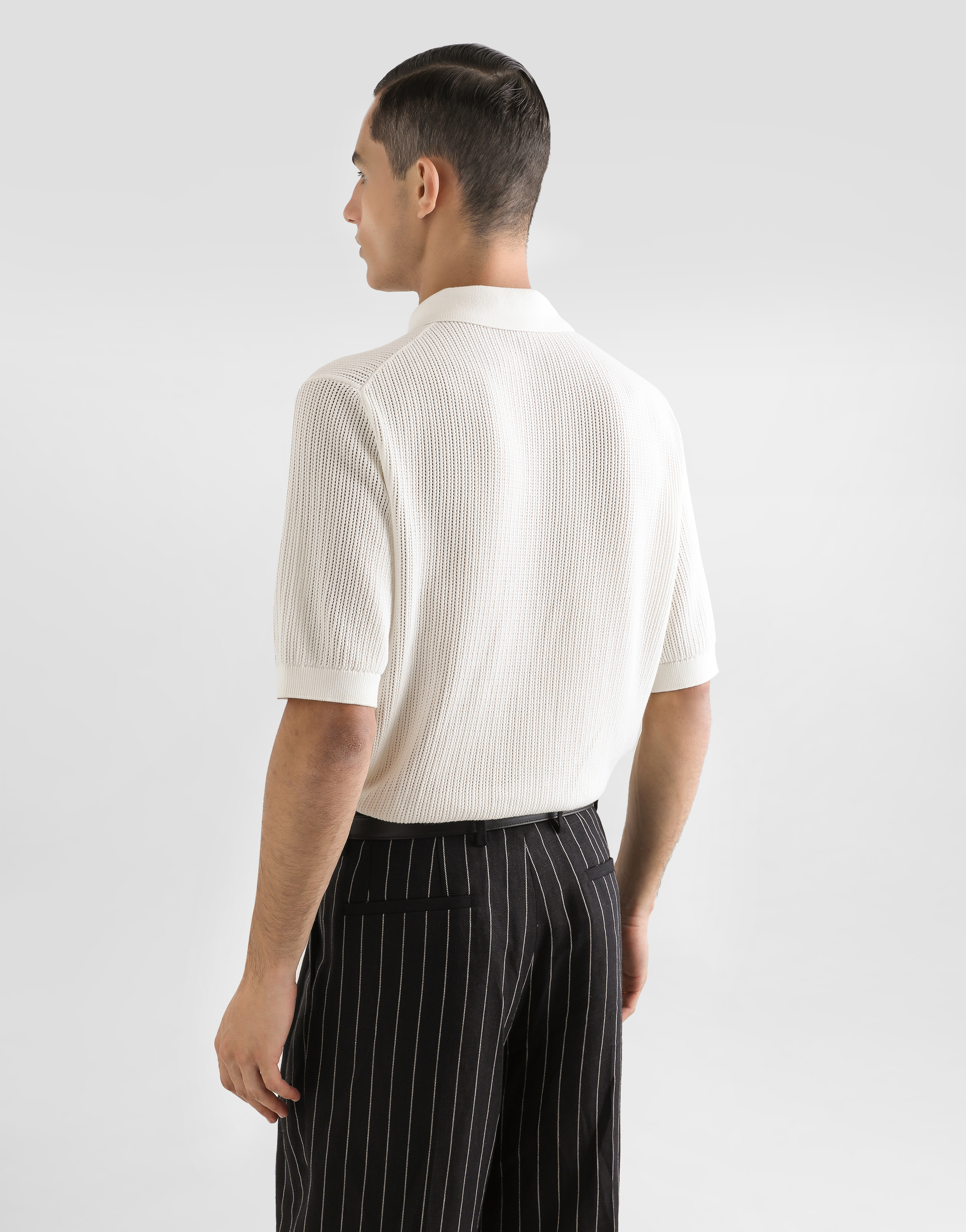 Dolce & Gabbana Short Sleeve Cotton Knit Polo In White