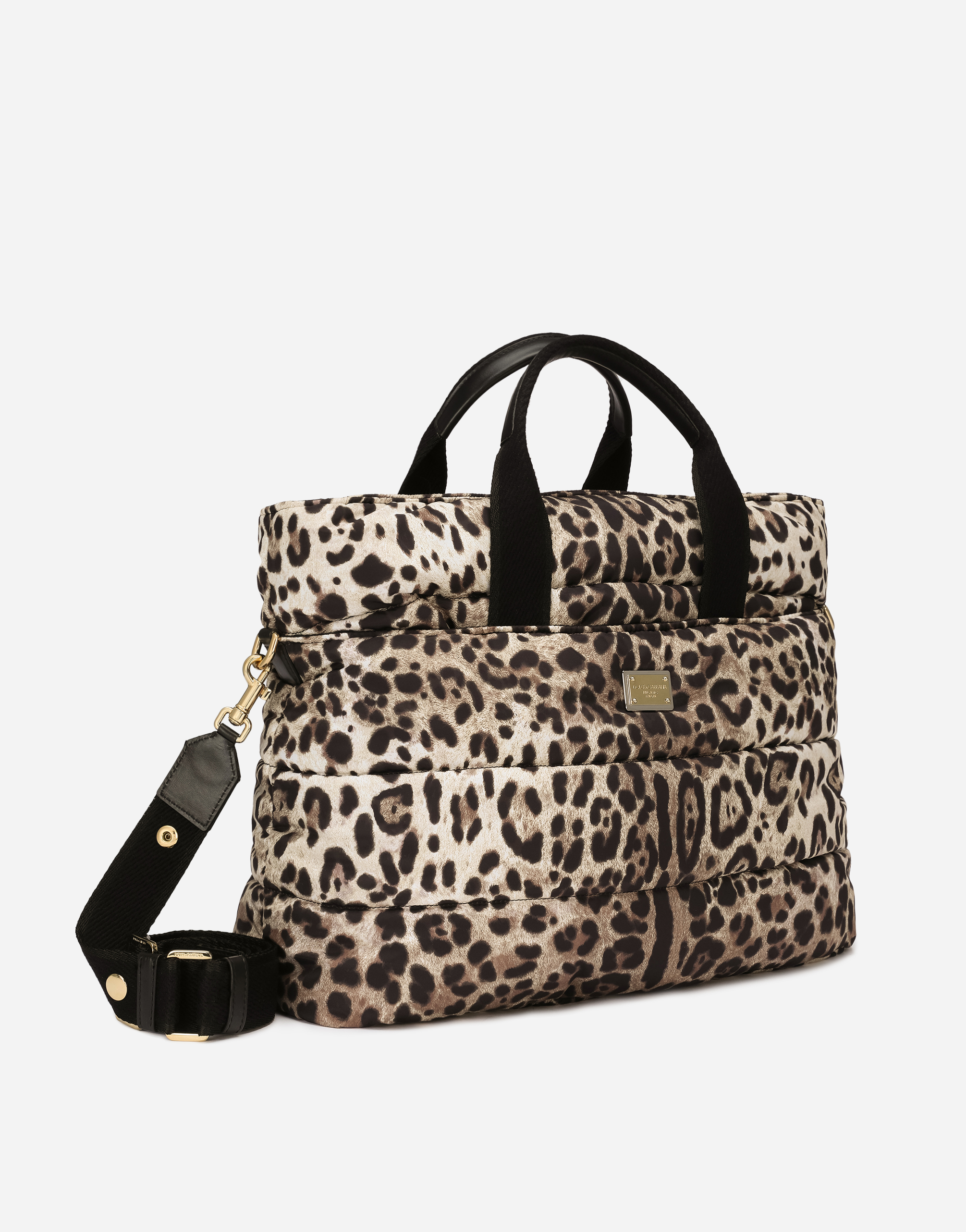DOLCE & GABBANA NYLON MAMMA BAG WITH LEOPARD PRINT