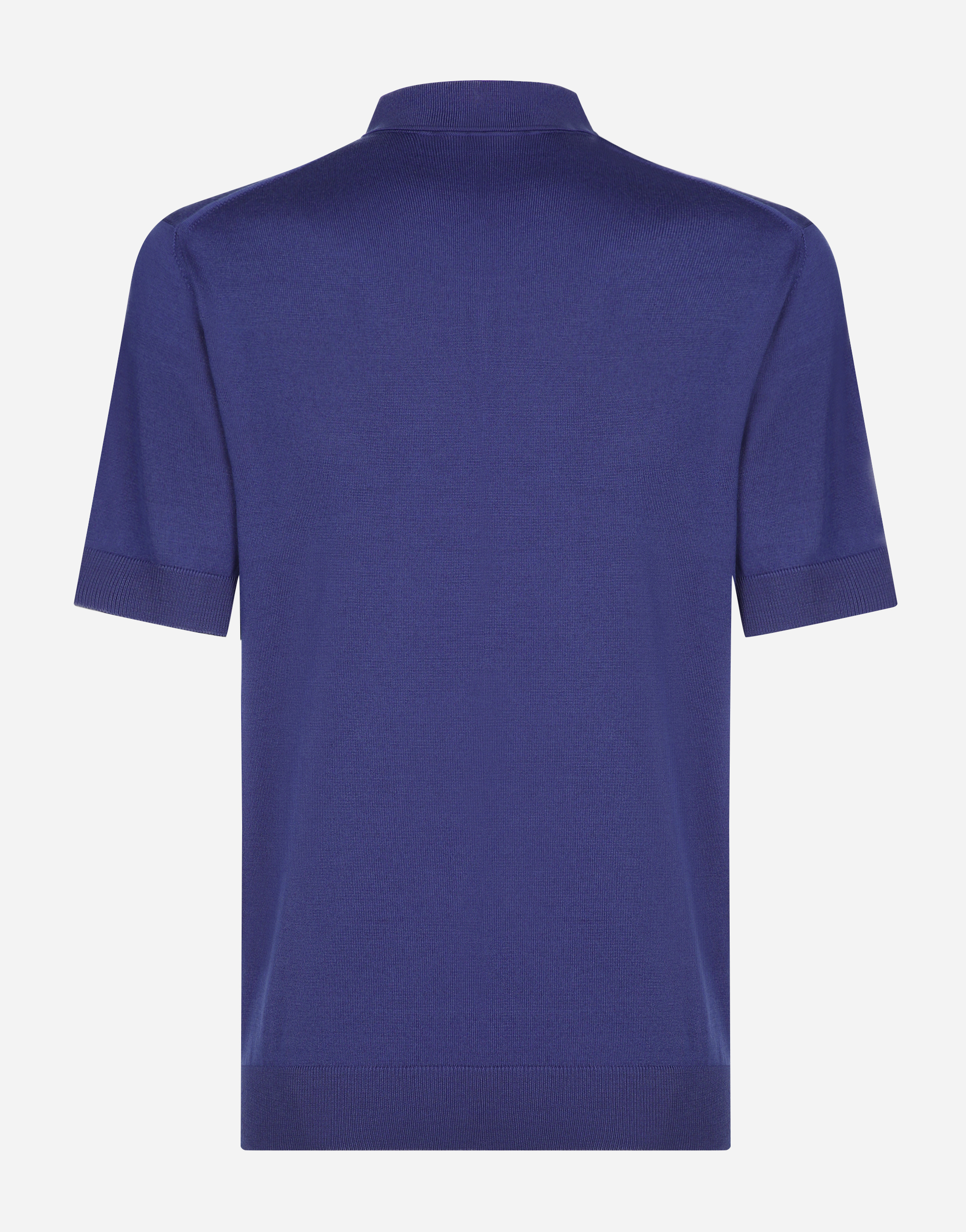 Shop Dolce & Gabbana Wool Polo-shirt With Branded Tag In Blue