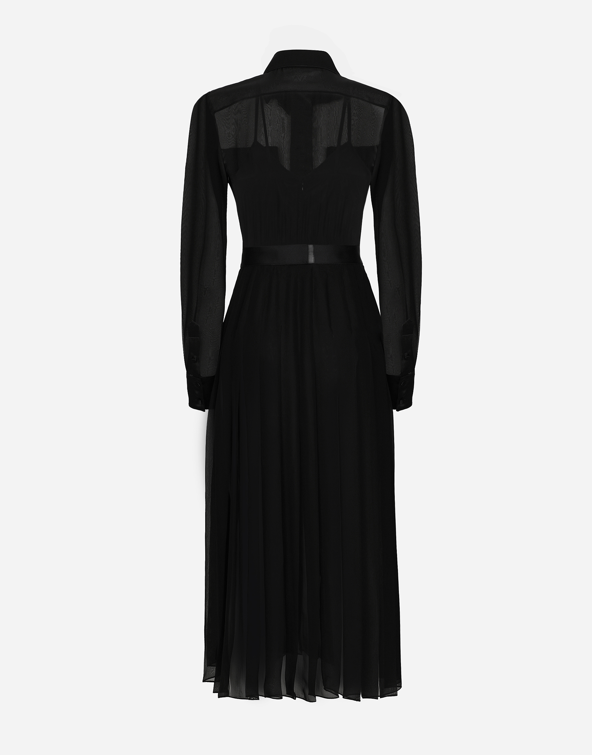 Dolce & Gabbana Chiffon Midi Shirt Dress In ブラック