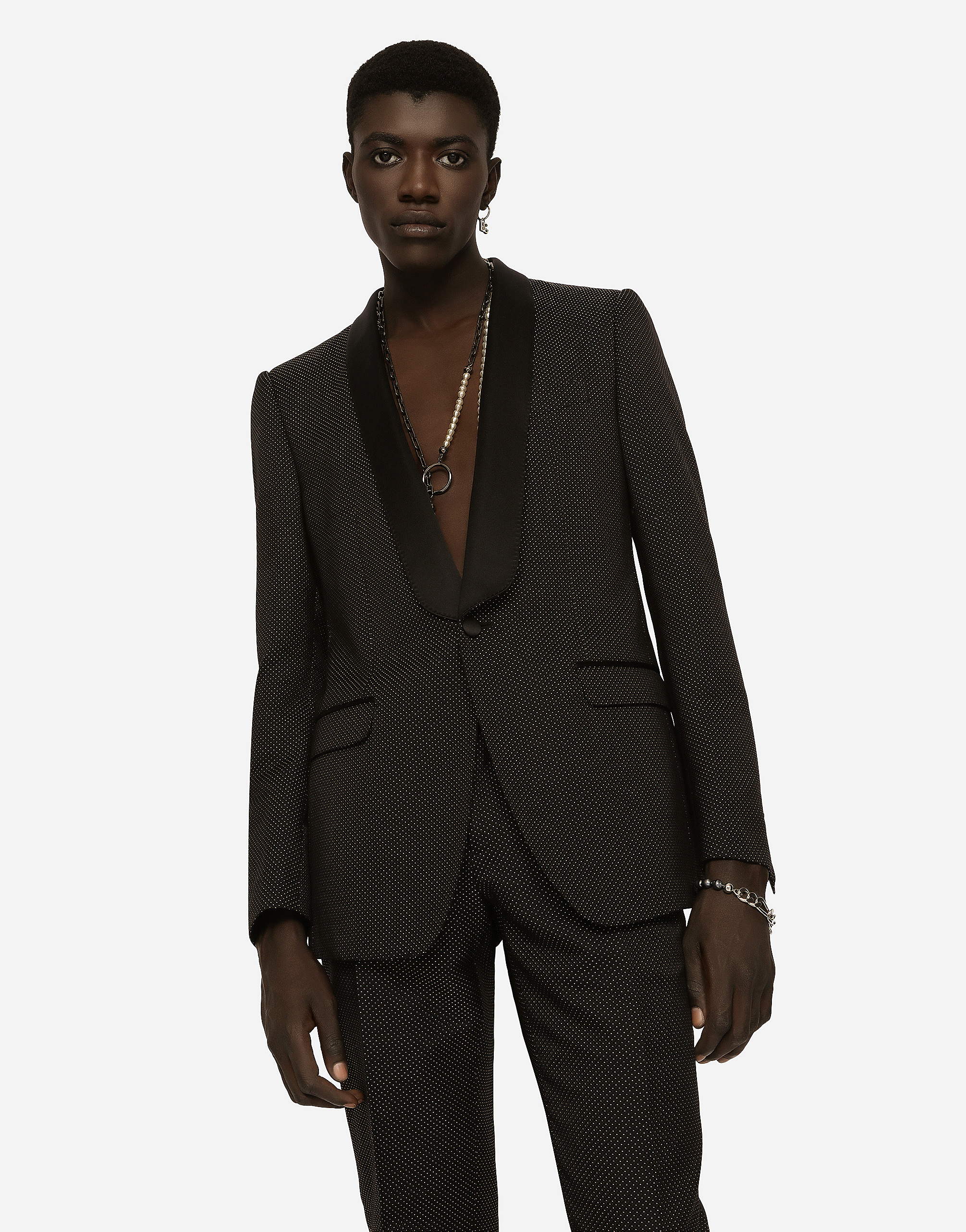Dolce & Gabbana Stretch Wool Martini-fit Tuxedo Suit In Multicolor