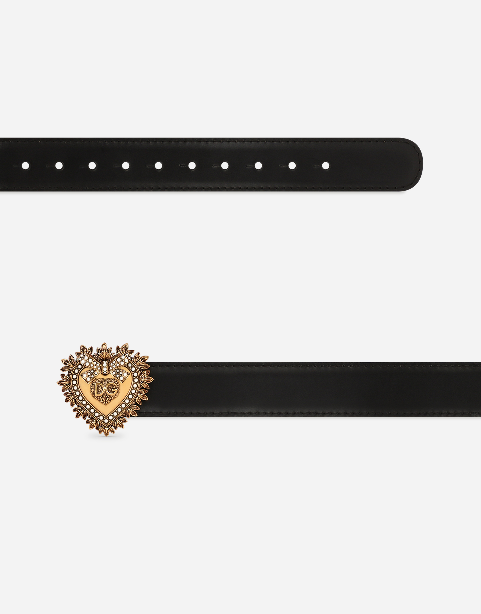 Dolce & Gabbana Devotion Belt In Lux Leather In Black