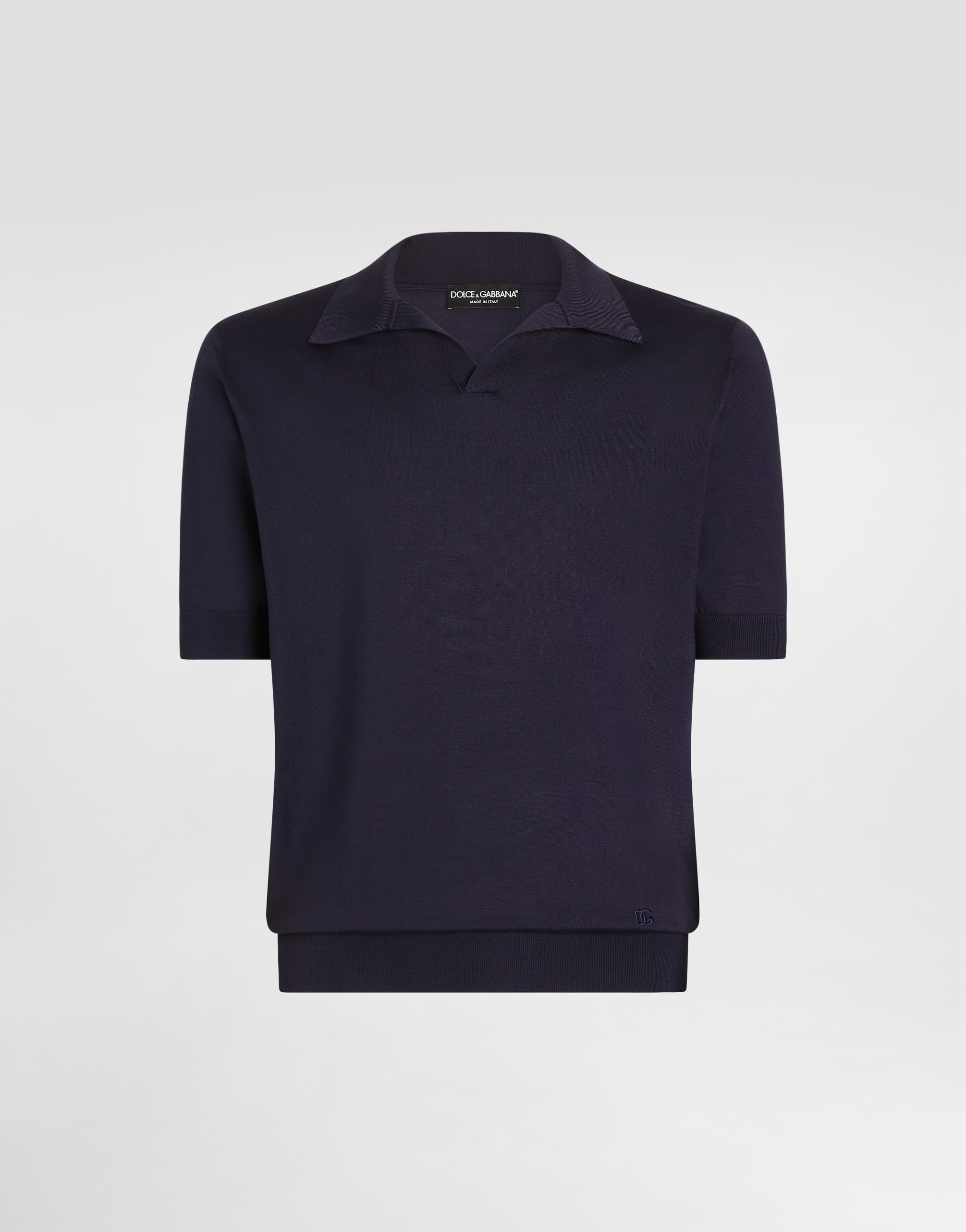 Silk knit polo shirt in Blue for Men | Dolce&Gabbana® US