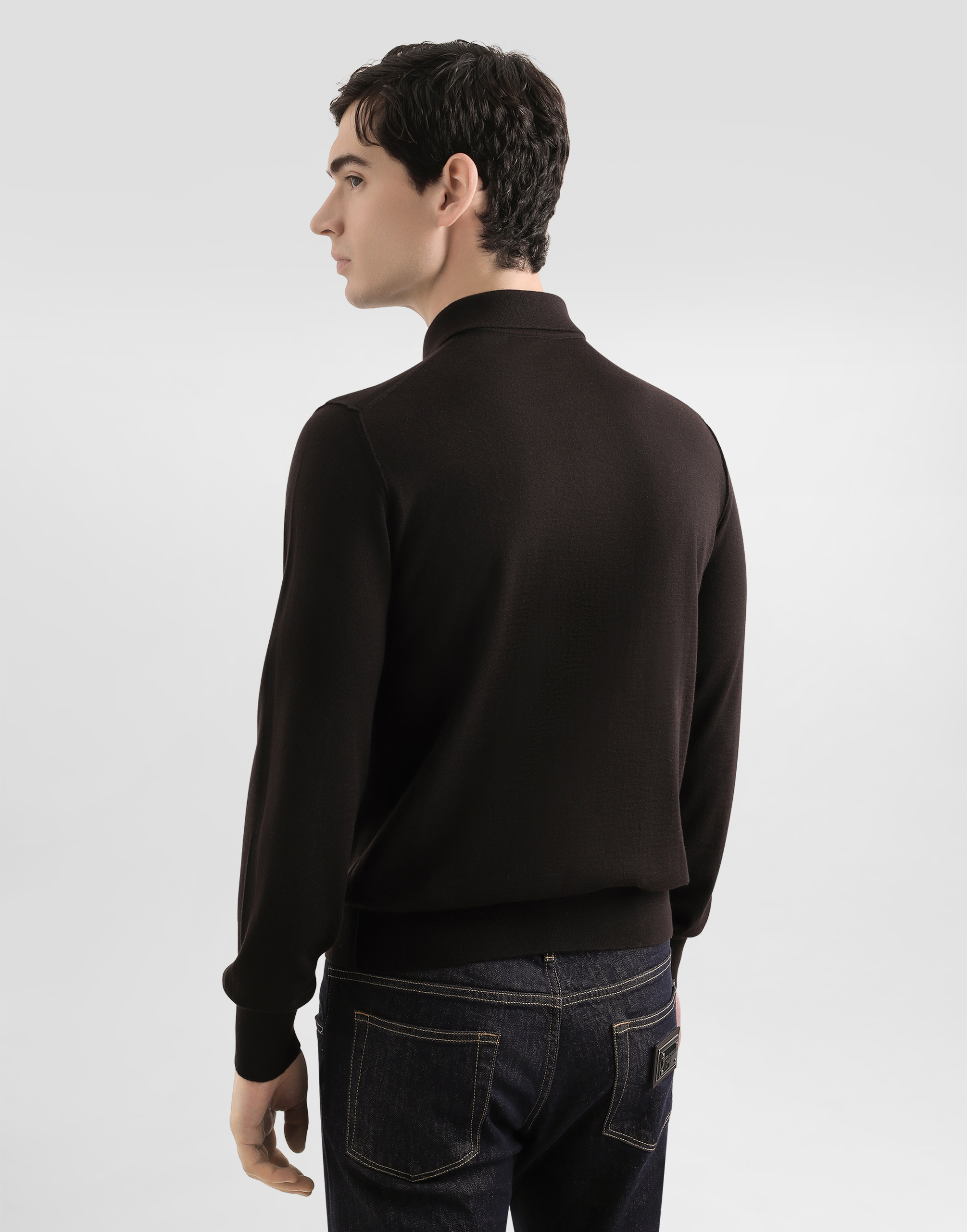 Dolce & Gabbana Long-sleeve Polo Shirt In Brown