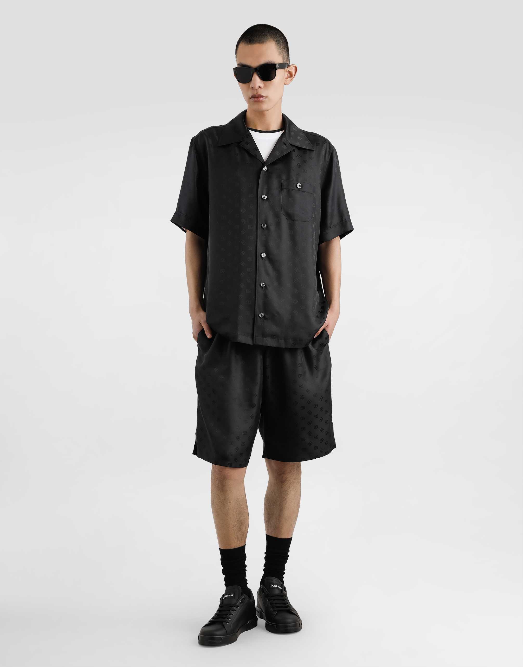 Dolce & Gabbana Dg Logo Jacquard Hawaii Shirt