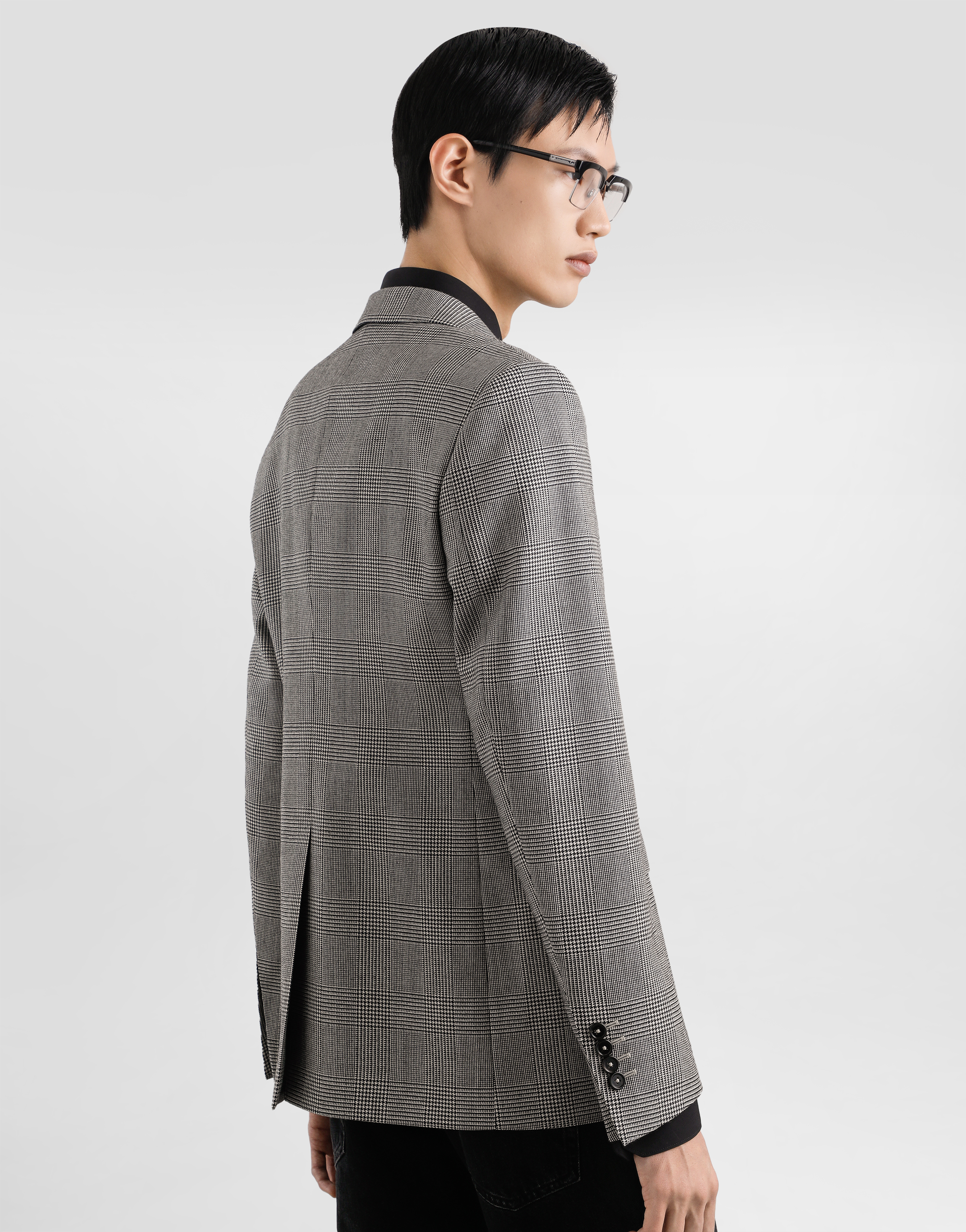 Glen plaid single-breasted sicilia light jacket