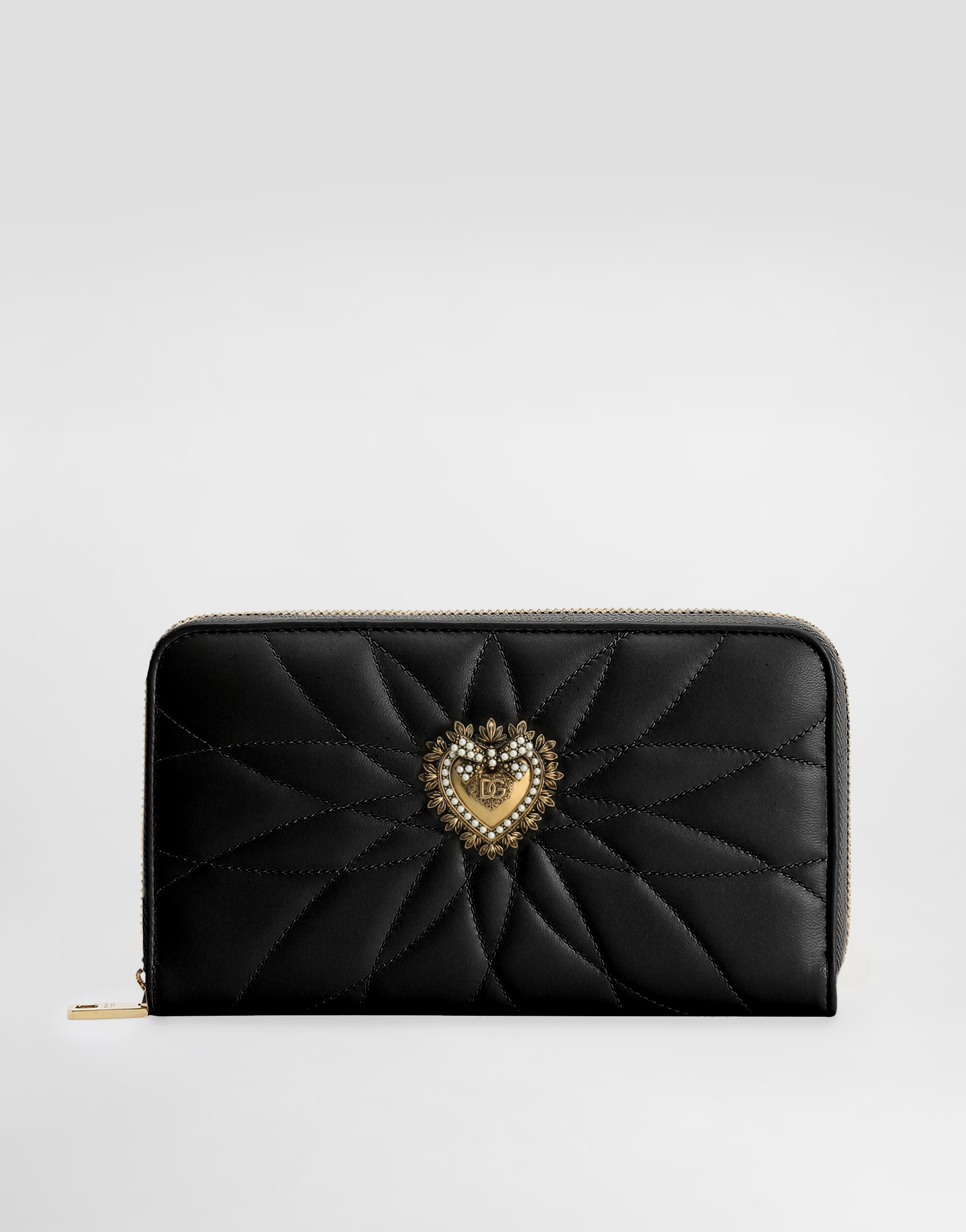 Dolce & Gabbana Zip-around Devotion Wallet In Black