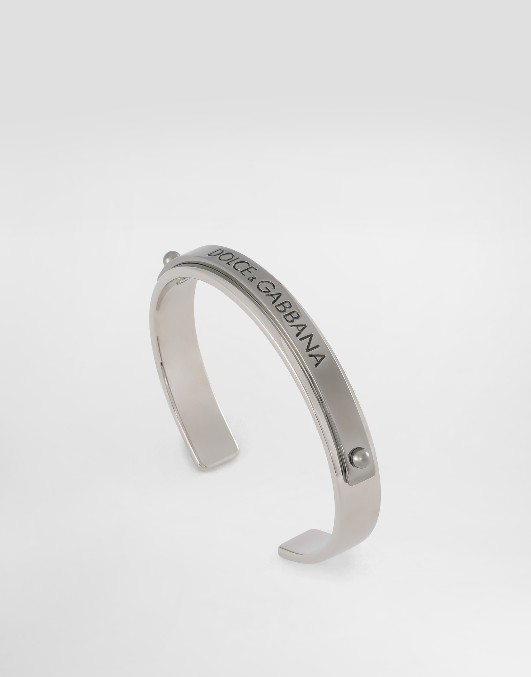 Shop Dolce & Gabbana Rigid Bracelet With Dolce&gabbana Logo In Silver