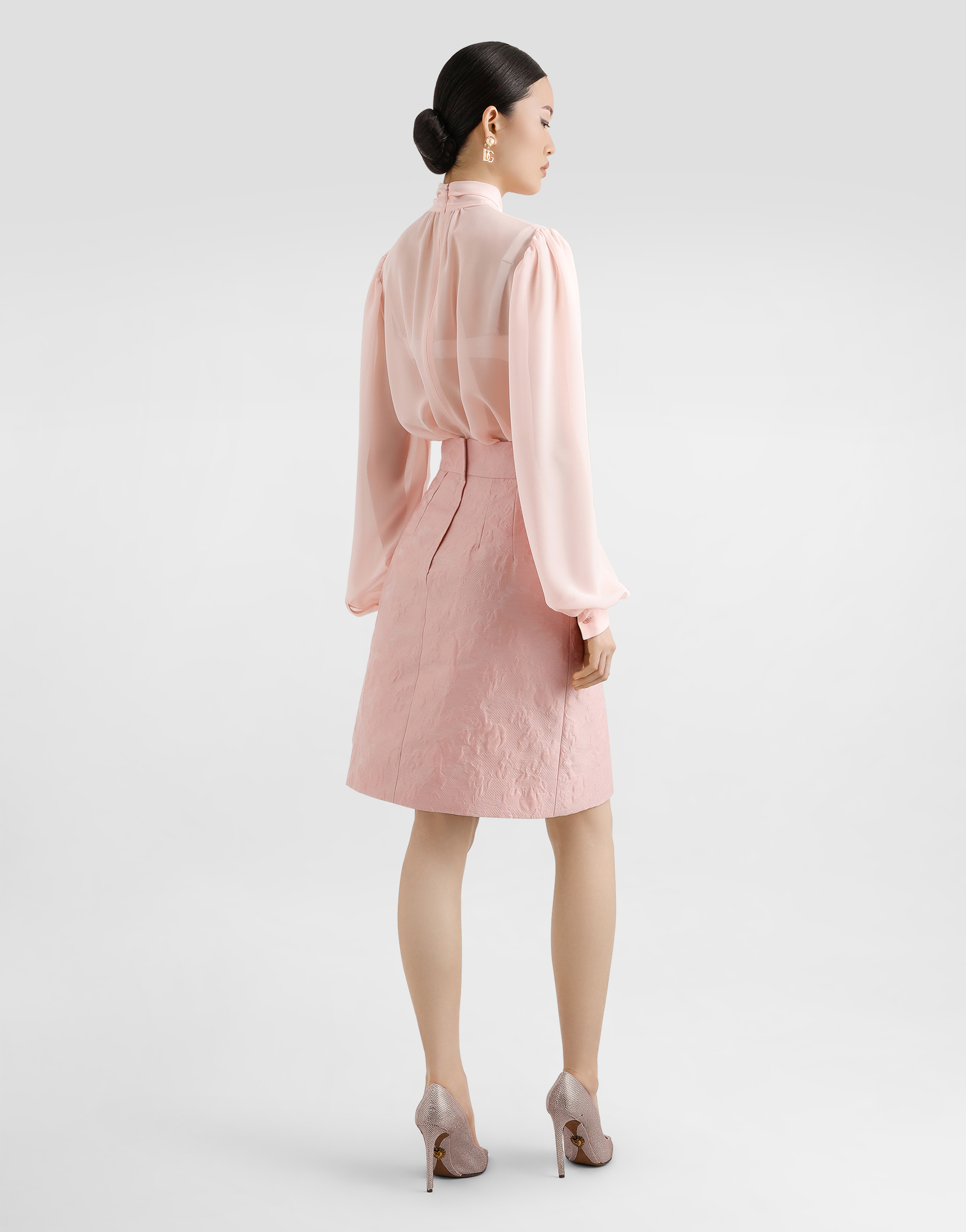 Dolce & Gabbana Silk Georgette Bow-detail Blouse In Pink