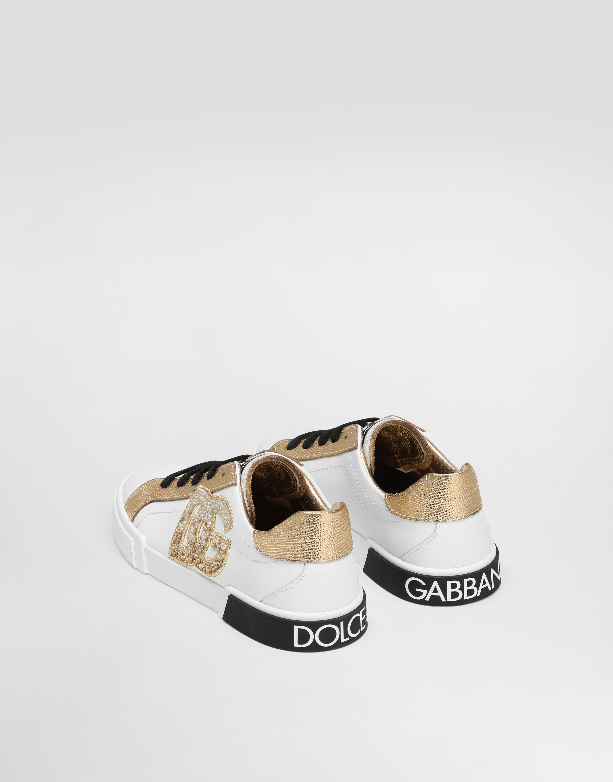  Dolce & Gabbana Sneakers In Nappa Calfskin And Laminated Dauphine Leather - Frau Schuhe (27-40) Wei� Leder 28 