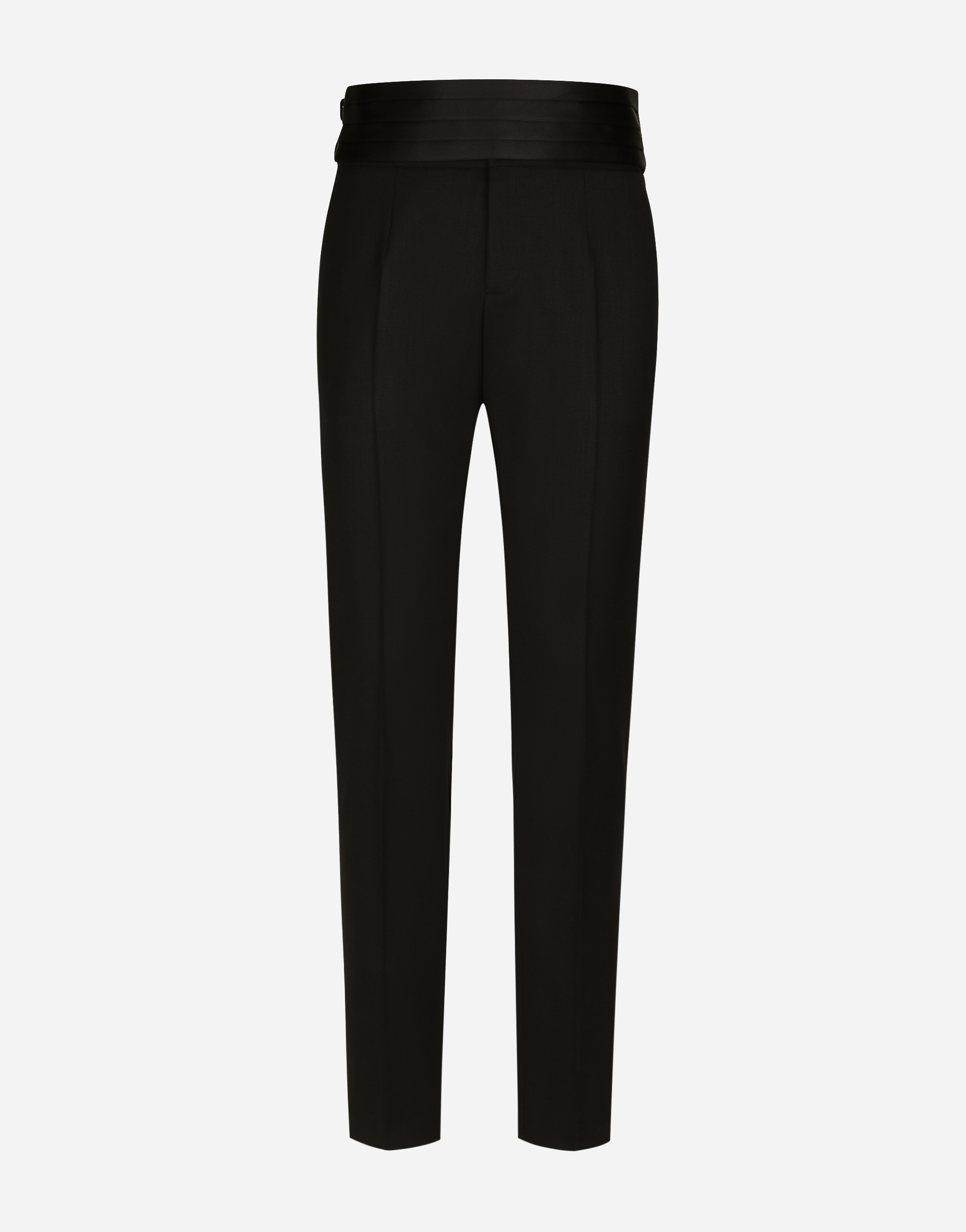 DOLCE & GABBANA STRETCH WOOL TWILL TUXEDO PANTS