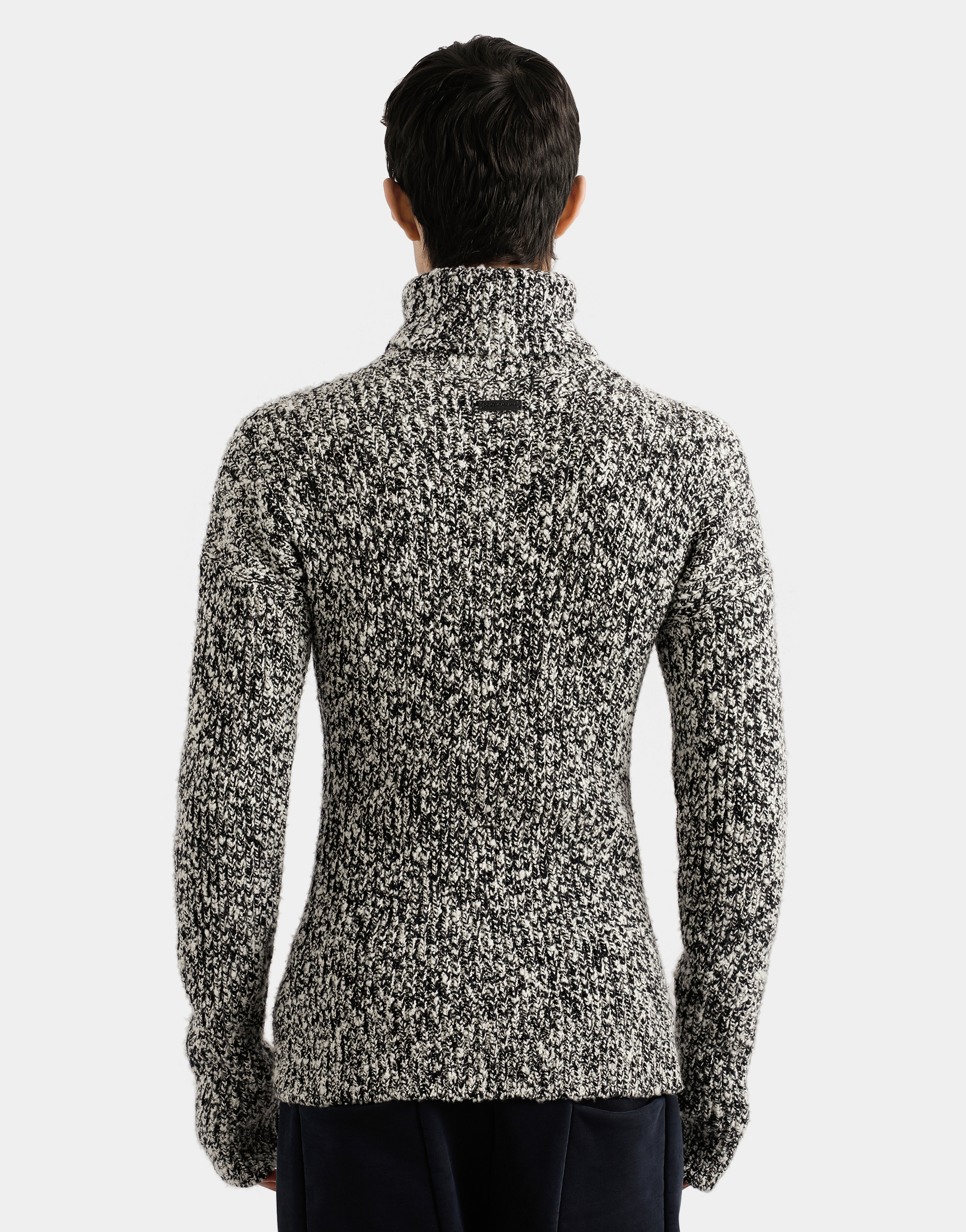 Dolce & Gabbana Two-tone Knit Turtleneck Sweater In Gray