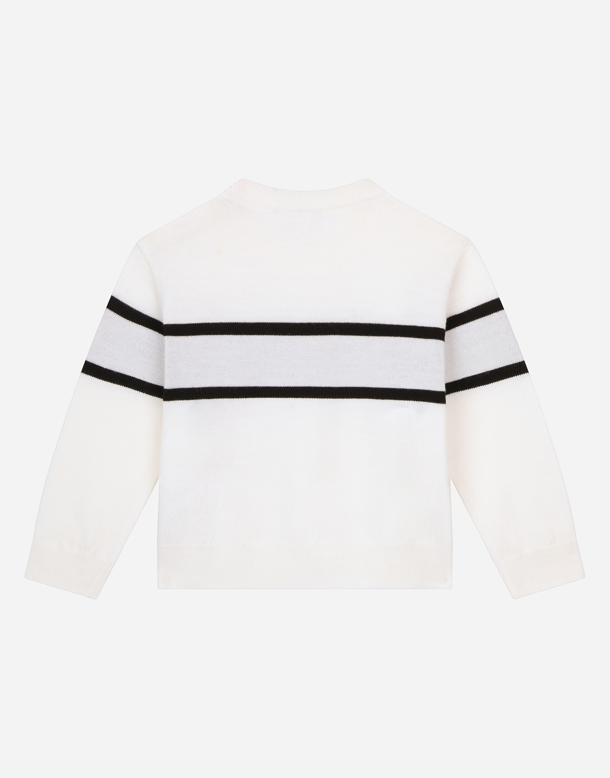 Round-neck sweater with logo inlay