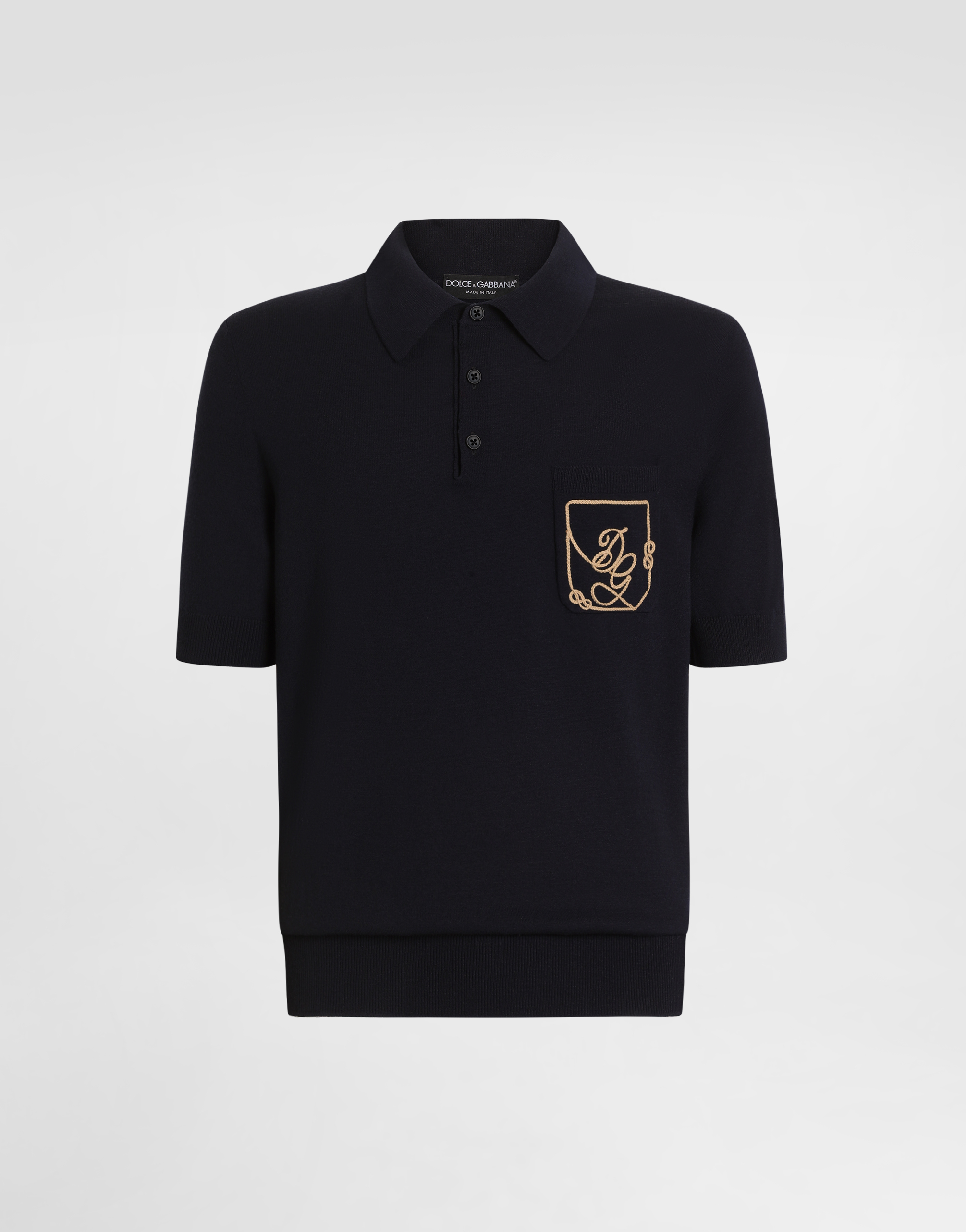 Virgin wool polo shirt with logo