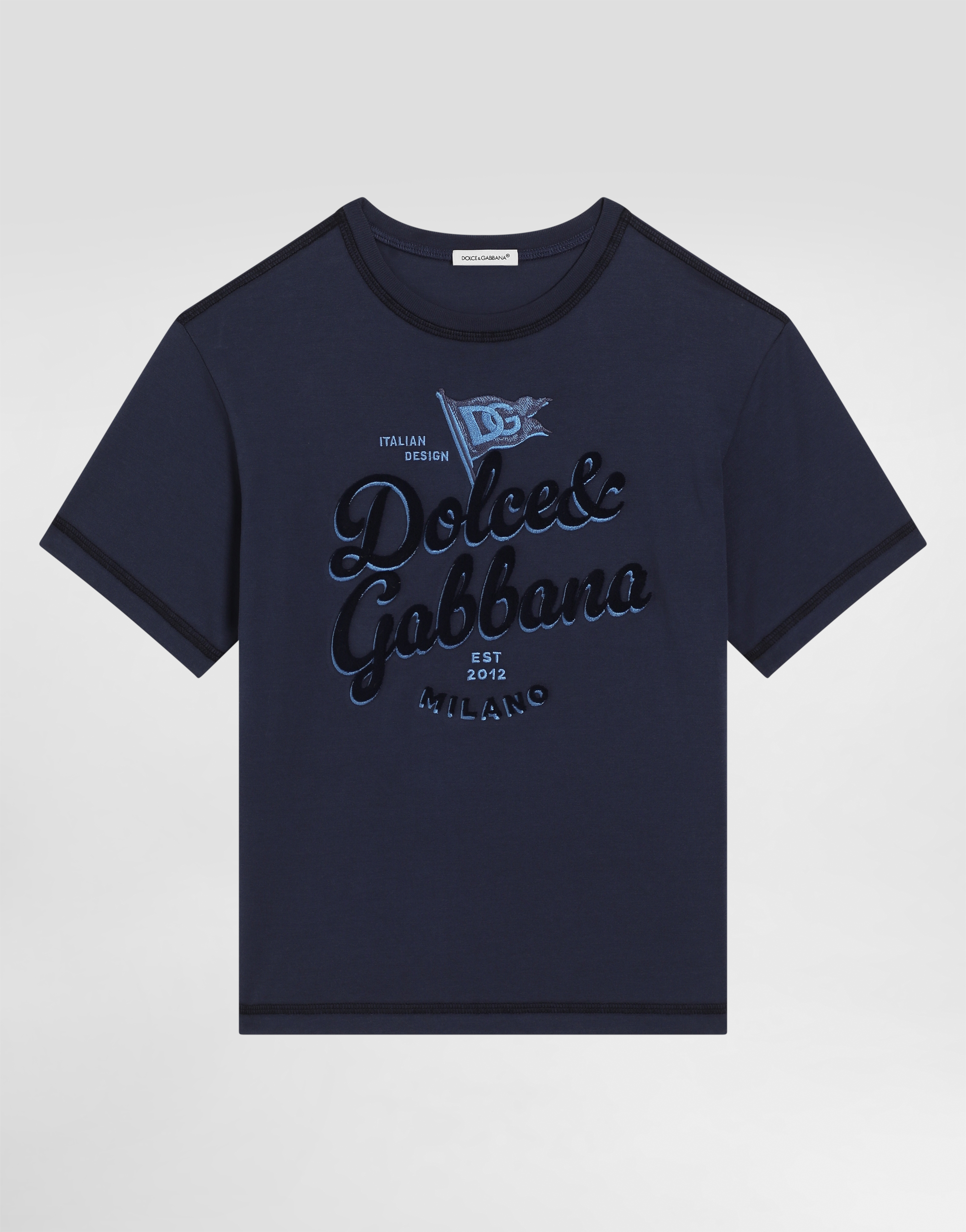 Dolce & Gabbana Jersey T-shirt With Dolce&gabbana Logo In Blue