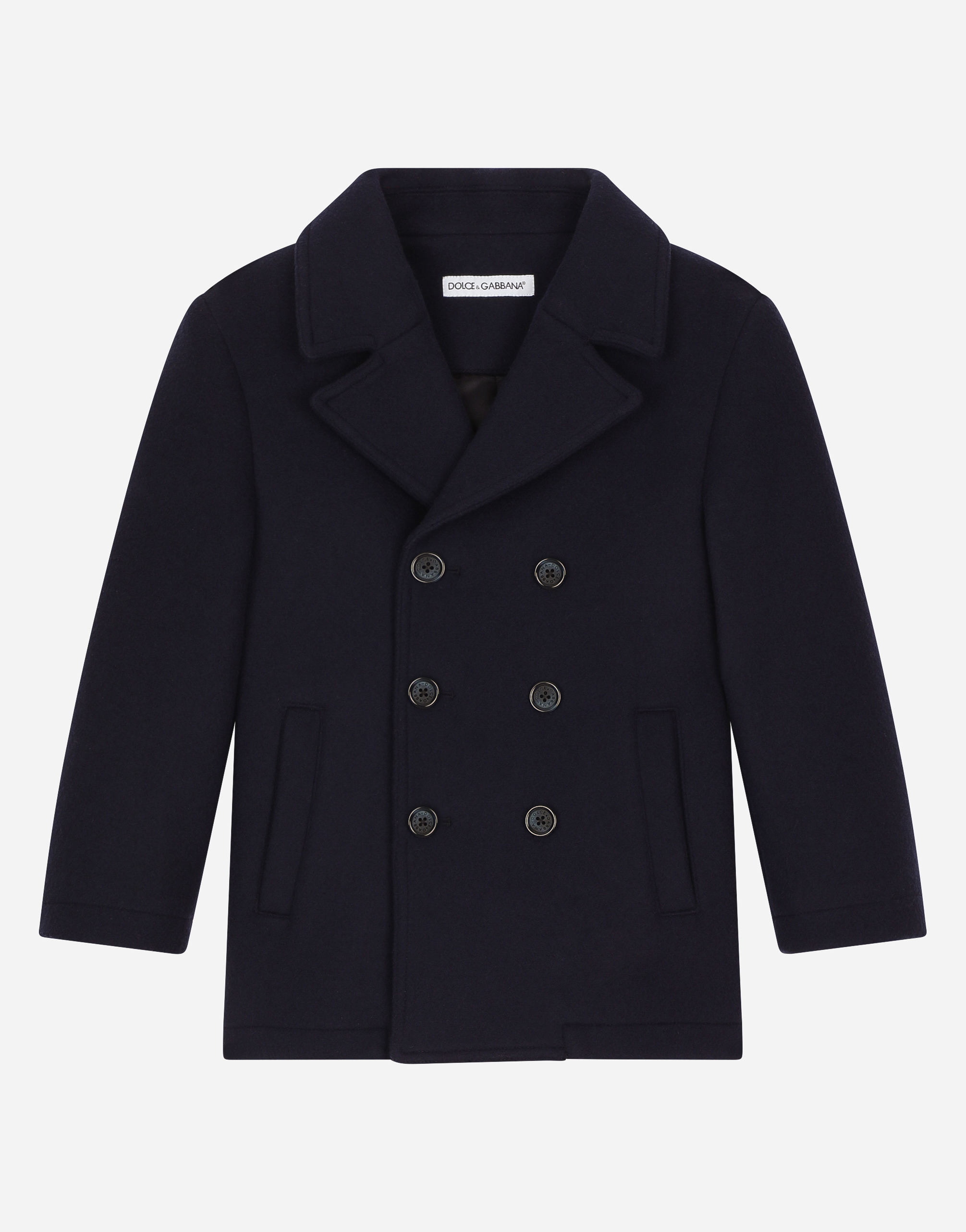 Dolce & Gabbana Double-breasted Wool Coat - Man Coats And Jackets Blue Wool 8 Years