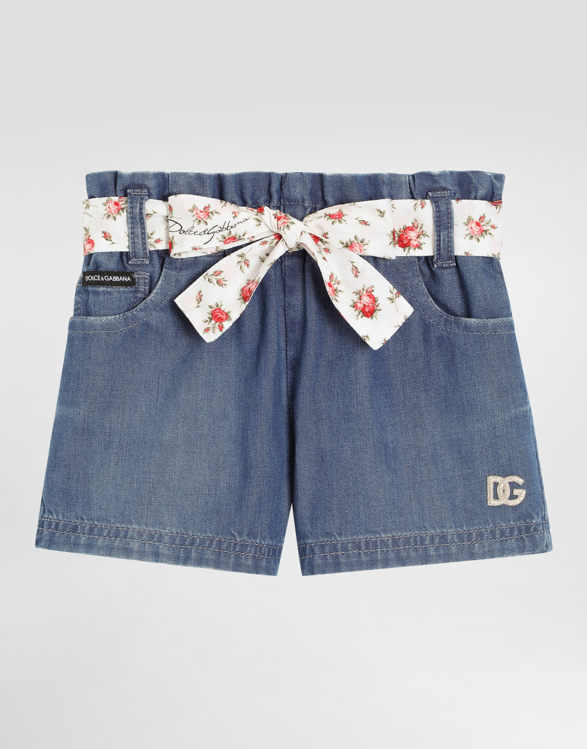 マルチカラーのガールズ Chambray shorts | Dolce&Gabbana®