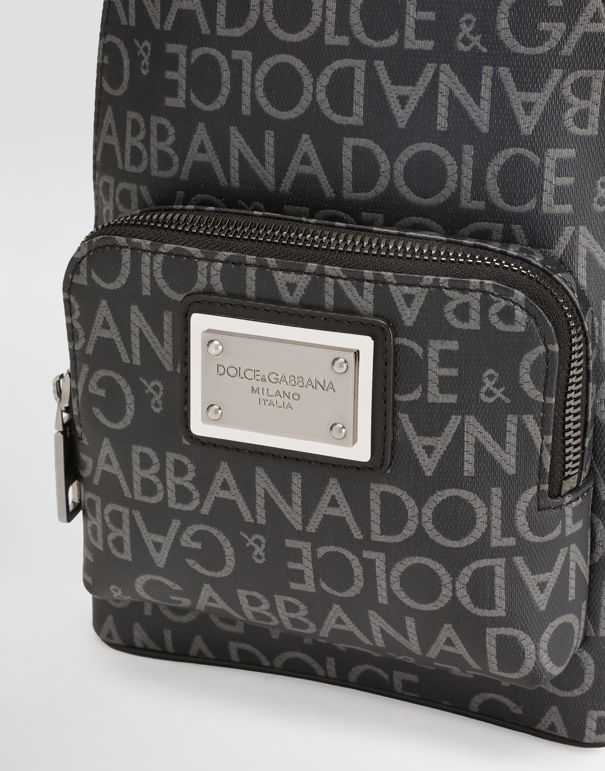 Coated jacquard crossbody backpack