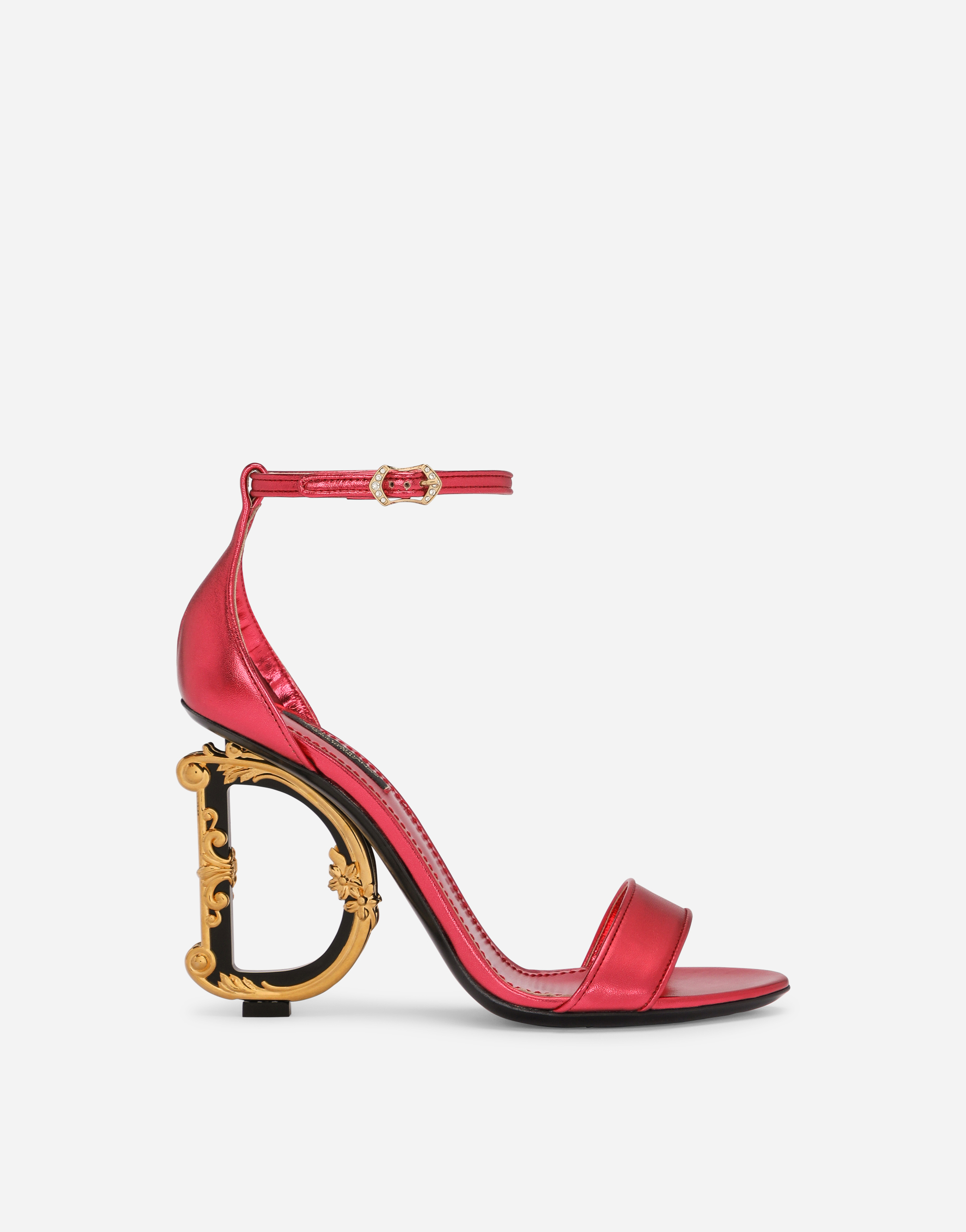 Dolce & Gabbana Nappa Mordore Sandals With Baroque Dg Detail In Fuchsia